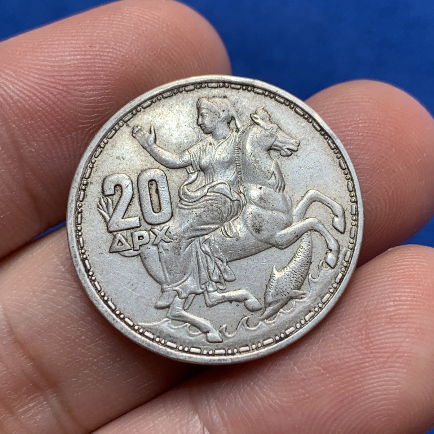 《竞宝斋》第189场-周日，周一 2场 (全场包邮) 希腊1960年20德拉赫迈银币