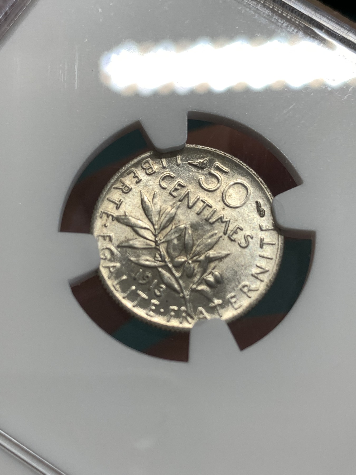 《竞宝斋》第189场-周日，周一 2场 (全场包邮) NGC MS62 法国1913年播种女神50分银币