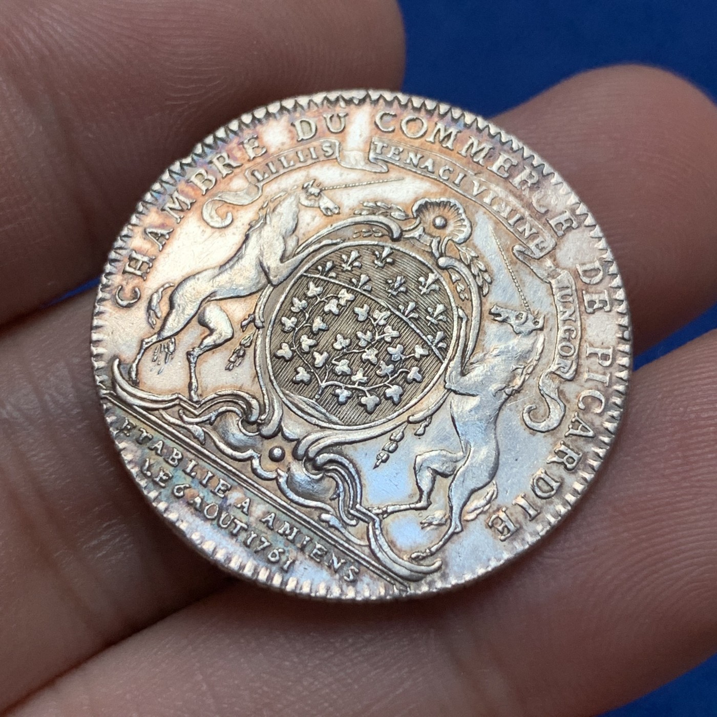 《竞宝斋》第189场-周日，周一 2场 (全场包邮) 法国1761年景观银质代币 29.3mm 8.6g