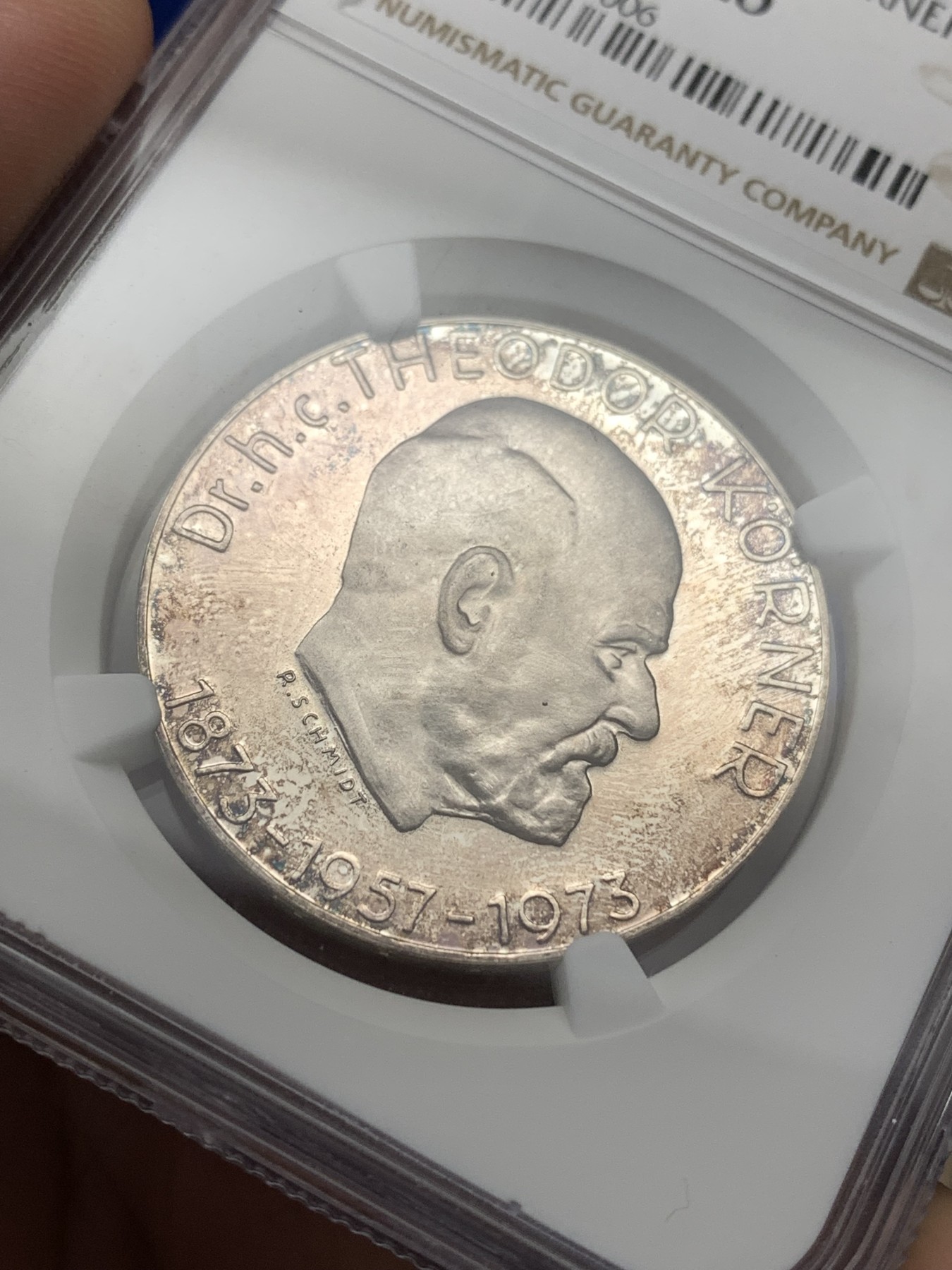 《竞宝斋》第189场-周日，周一 2场 (全场包邮) NGC-PF66 cameo状态 奥地利1973年50先令银币 精制币少见