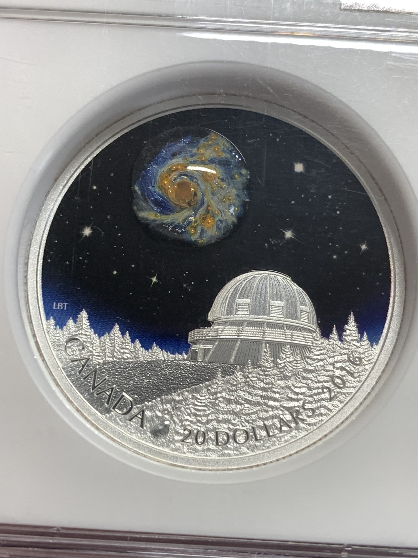 《竞宝斋》第189场-周日，周一 2场 (全场包邮) NGC PF70UC 加拿大2016星空系列彩银镶嵌币31.1g 999银 加厚盒装 满分 发行量八千多枚