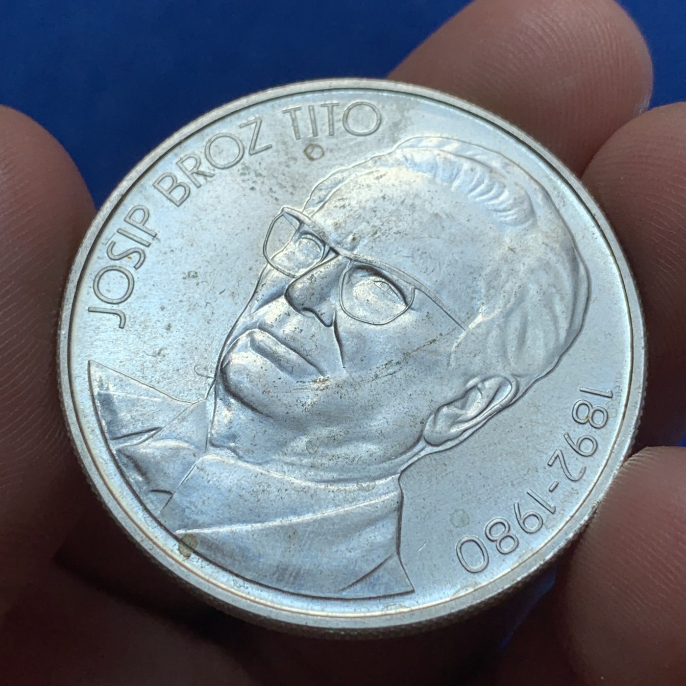 《竞宝斋》第189场-周日，周一 2场 (全场包邮) 南斯拉夫 1980年 1000第纳尔克朗纪念 大银币