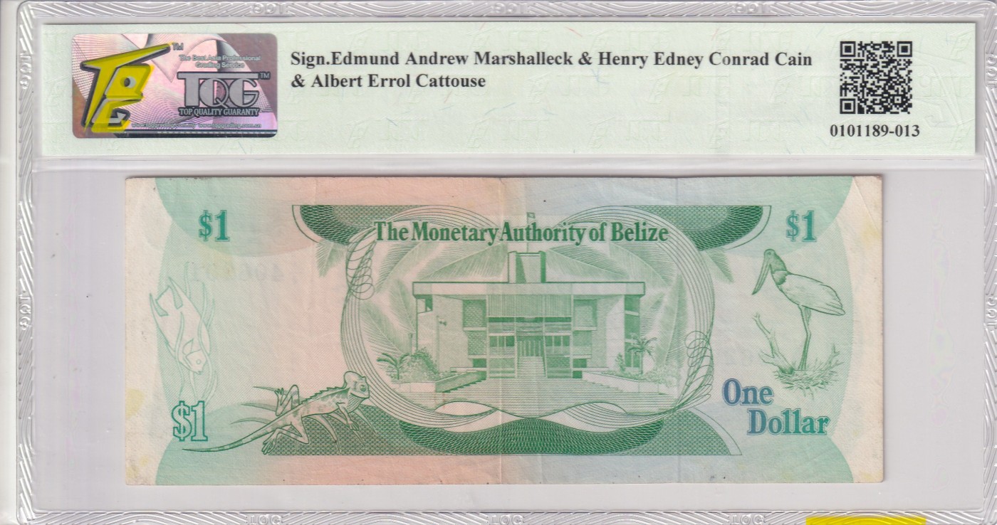 乐淘淘纸币精选 第15期 周五周六连拍第二场 【A/2 406291】伯利兹1980年纸币 1元 女王钞 首发年份 TQG50