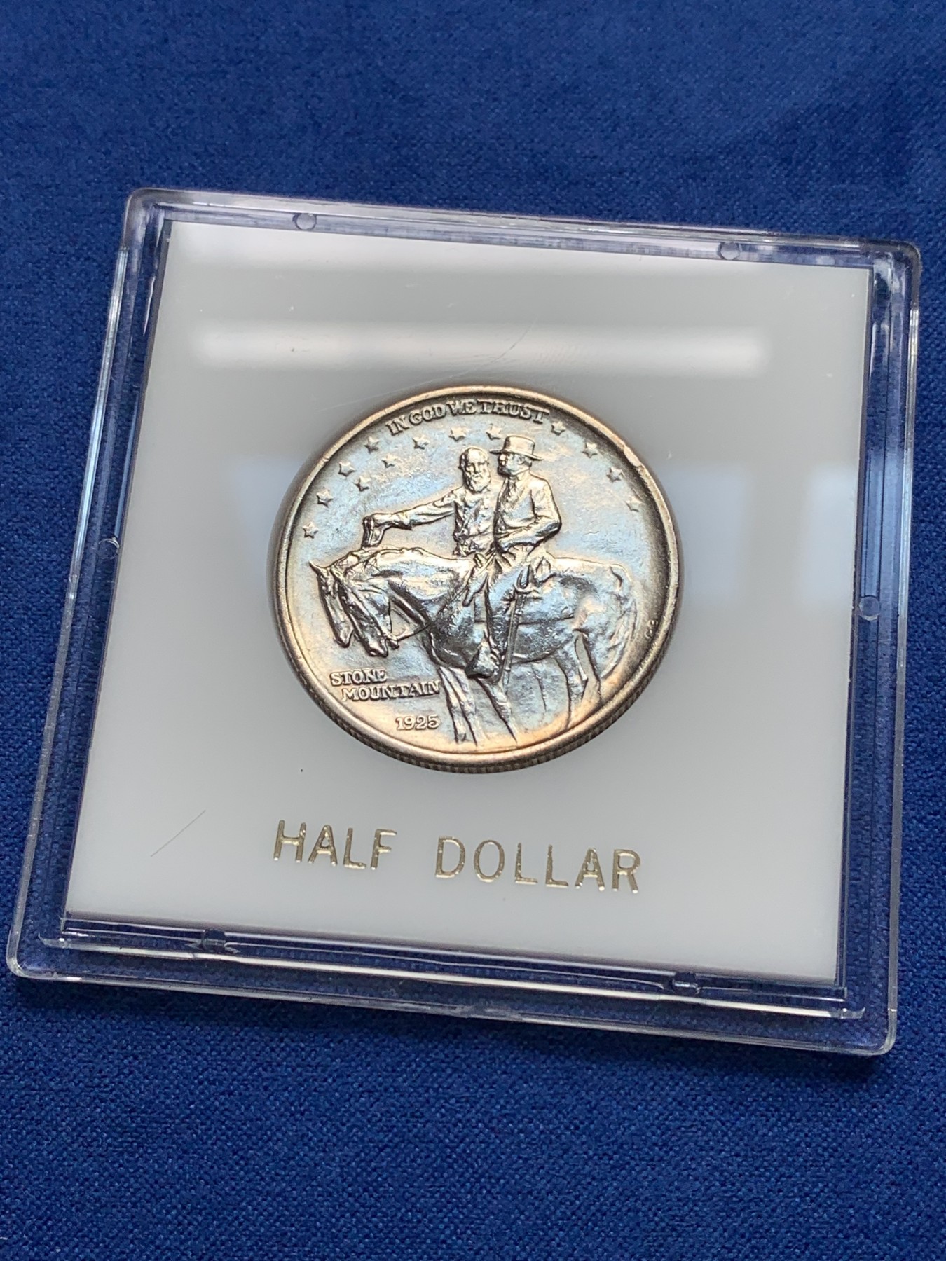 《竞宝斋》第189场-周日，周一 2场 (全场包邮) 美国1925年石山半美元纪念银币 背面带包浆 带亚克力盒