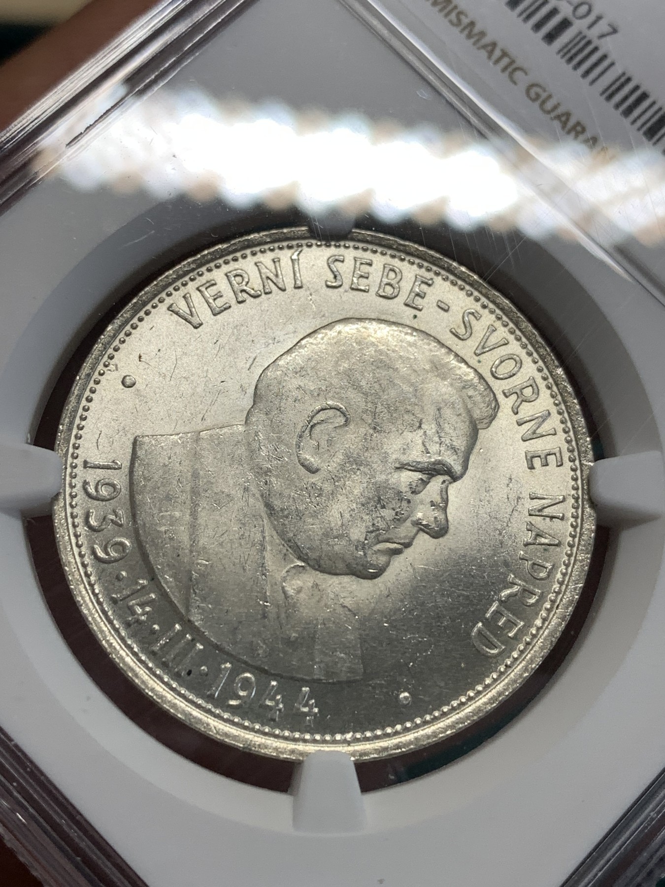 《竞宝斋》第189场-周日，周一 2场 (全场包邮) NGC MS62 斯洛伐克1944年傀儡总统50克朗银币