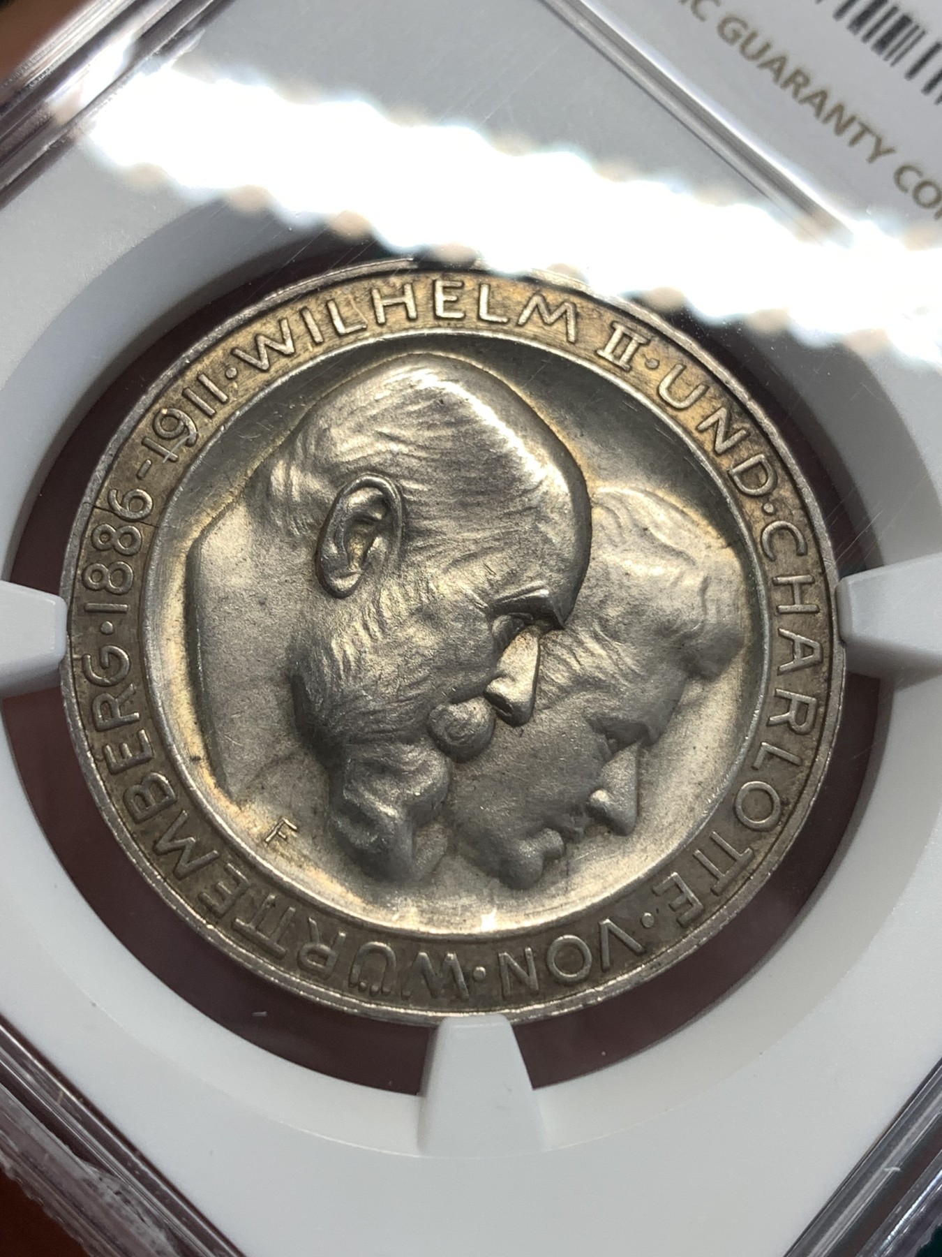 《竞宝斋》第189场-周日，周一 2场 (全场包邮) NGC-MS63 德国1911符腾堡威廉二世3马克纪念银币