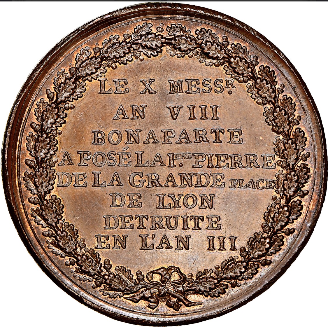 博洋堂“纯白金之夜”精品专场暨第039期（全场包邮） 冠军分！顶级分数！NGC MS66 共和八年（1800年）拿破仑任“执政”时期，记念马伦哥会战铜章，“为庆祝这一伟大的胜利 重新开放这一千年历史的广场，命名为波拿巴广场”。此章直径43mm，重47克，原铸、味道极佳。加厚盒装祯，配NGC高清大图。由雕刻师chavanne.F铸模，拿破仑早期肖像之一。    