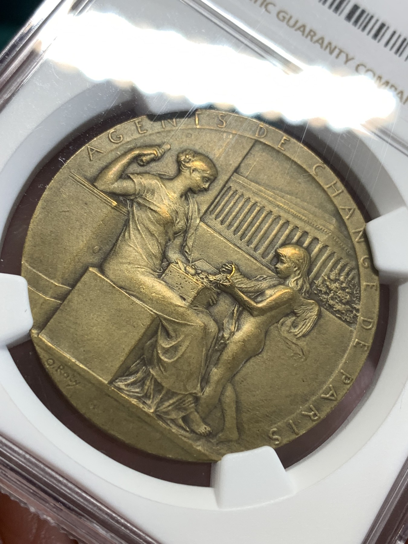 《竞宝斋》第189场-周日，周一 2场 (全场包邮) NGC-MS64 法国 1898年 巴黎股票经纪人铜章代币 O.Roty作品，直径：36.8mm 收藏级