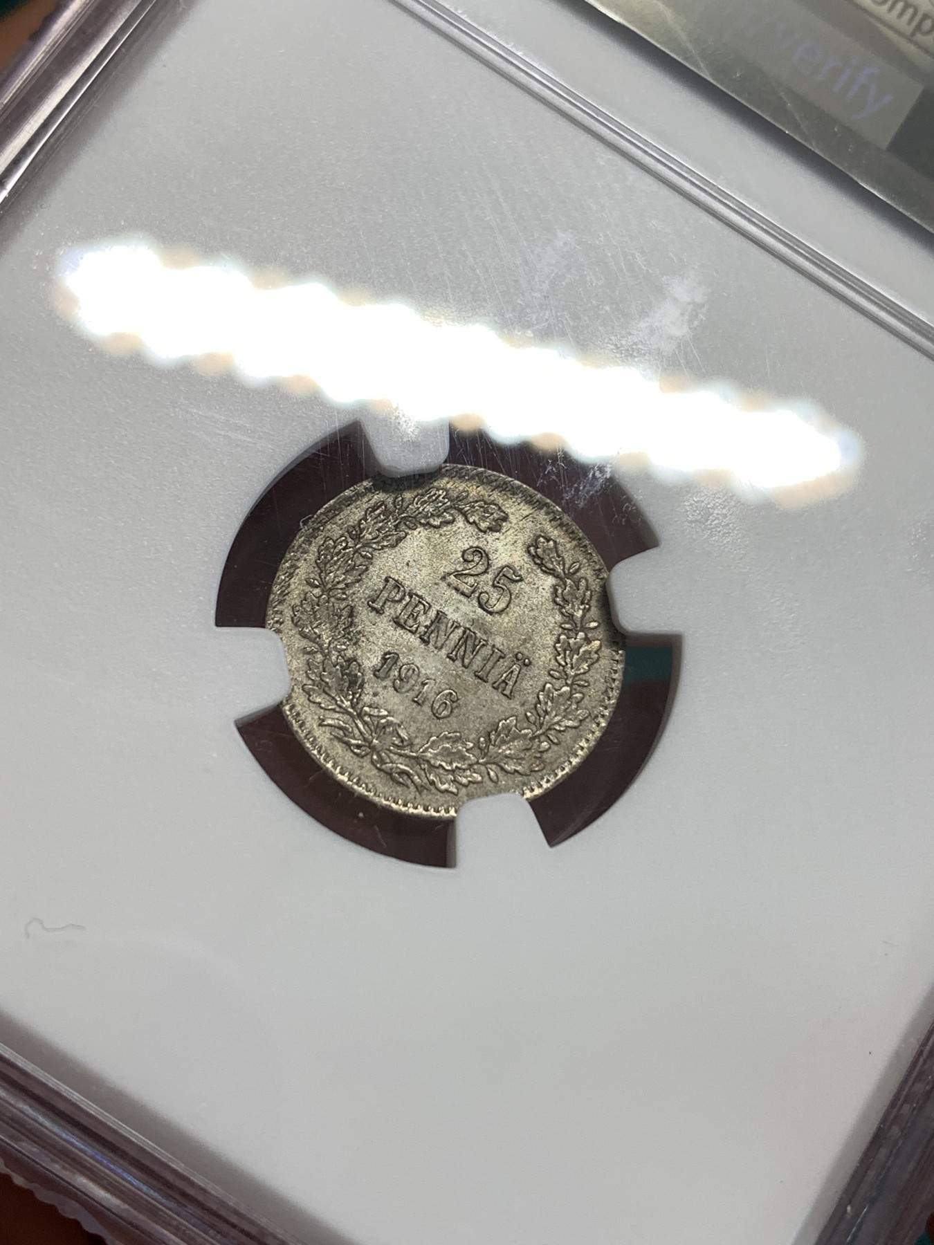 《竞宝斋》第189场-周日，周一 2场 (全场包邮) NGC-MS63 俄属芬兰1916年双头鹰25分银币