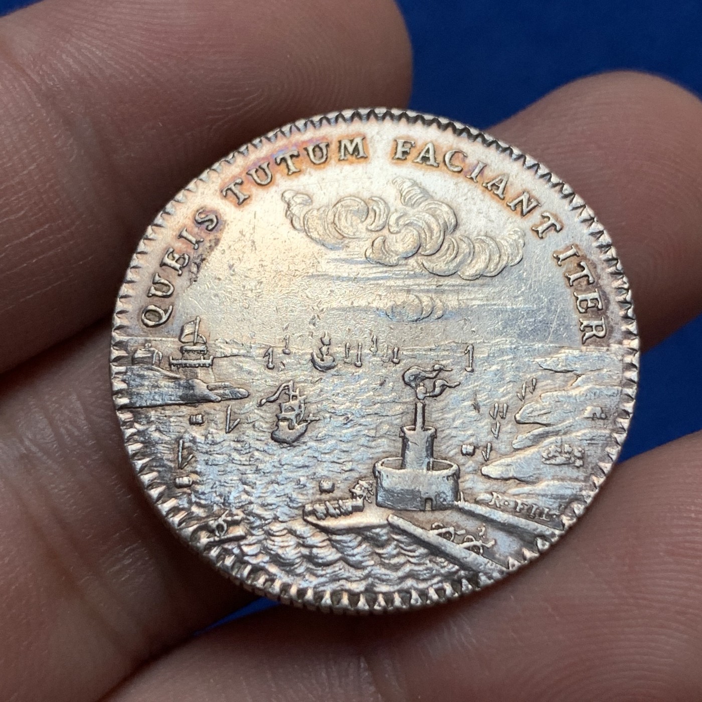 《竞宝斋》第189场-周日，周一 2场 (全场包邮) 法国1761年景观银质代币 29.3mm 8.6g