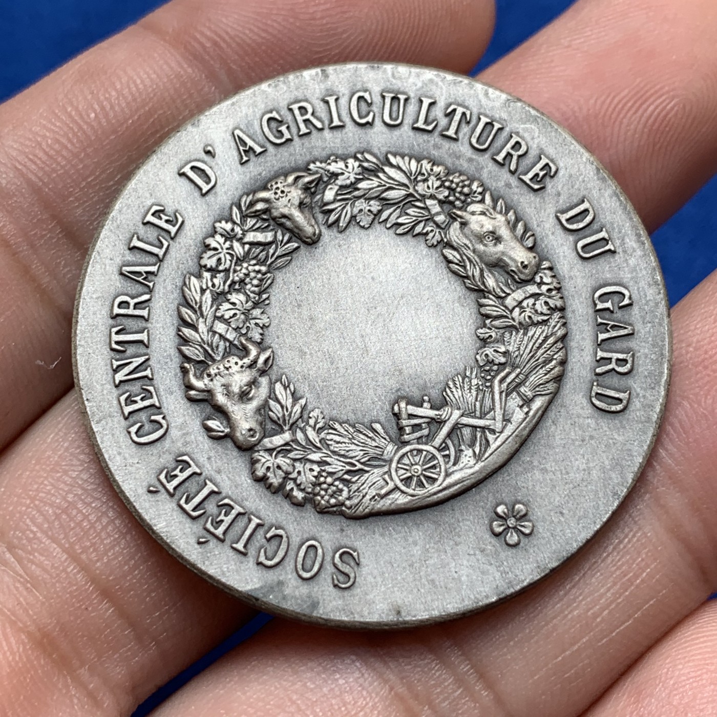 《竞宝斋》第189场-周日，周一 2场 (全场包邮) 法国农业部银章 39.9mm 30.3g 丰饶角边铭 银标