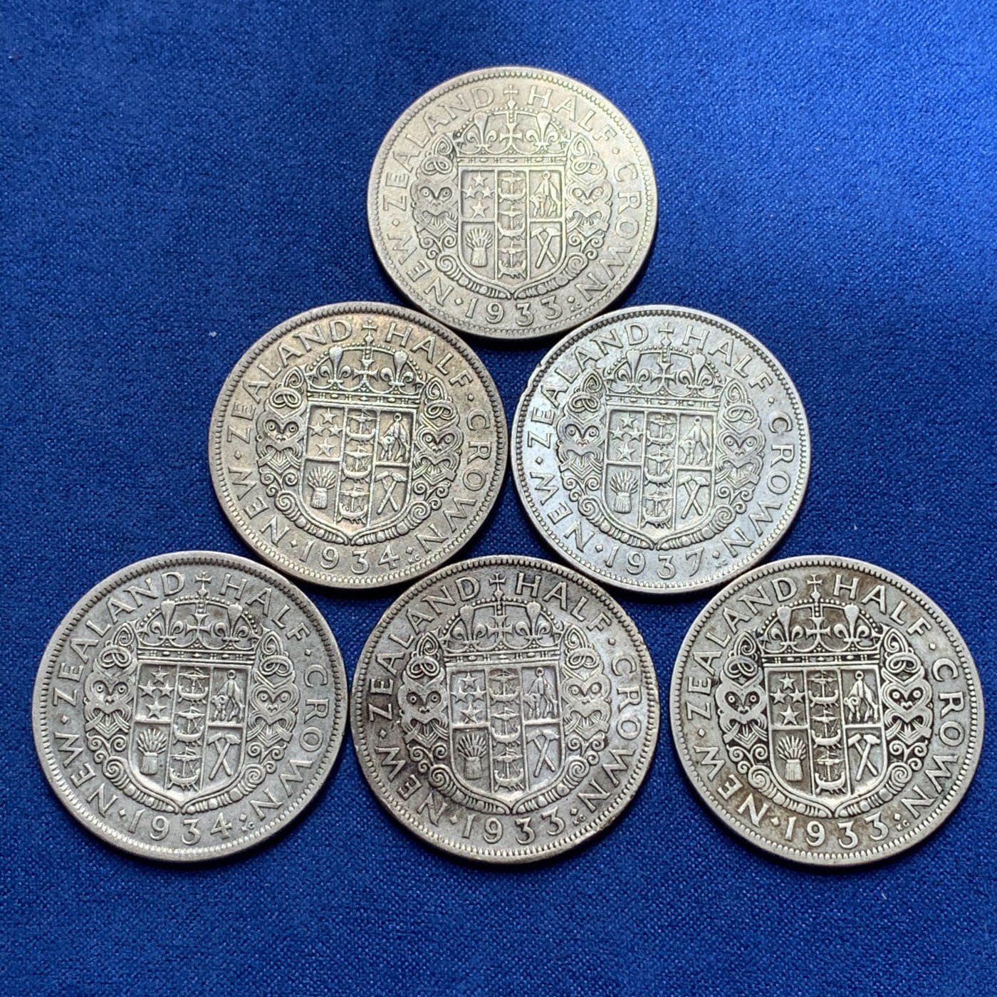 《竞宝斋》第189场-周日，周一 2场 (全场包邮) 6枚一组 新西兰半克朗银币