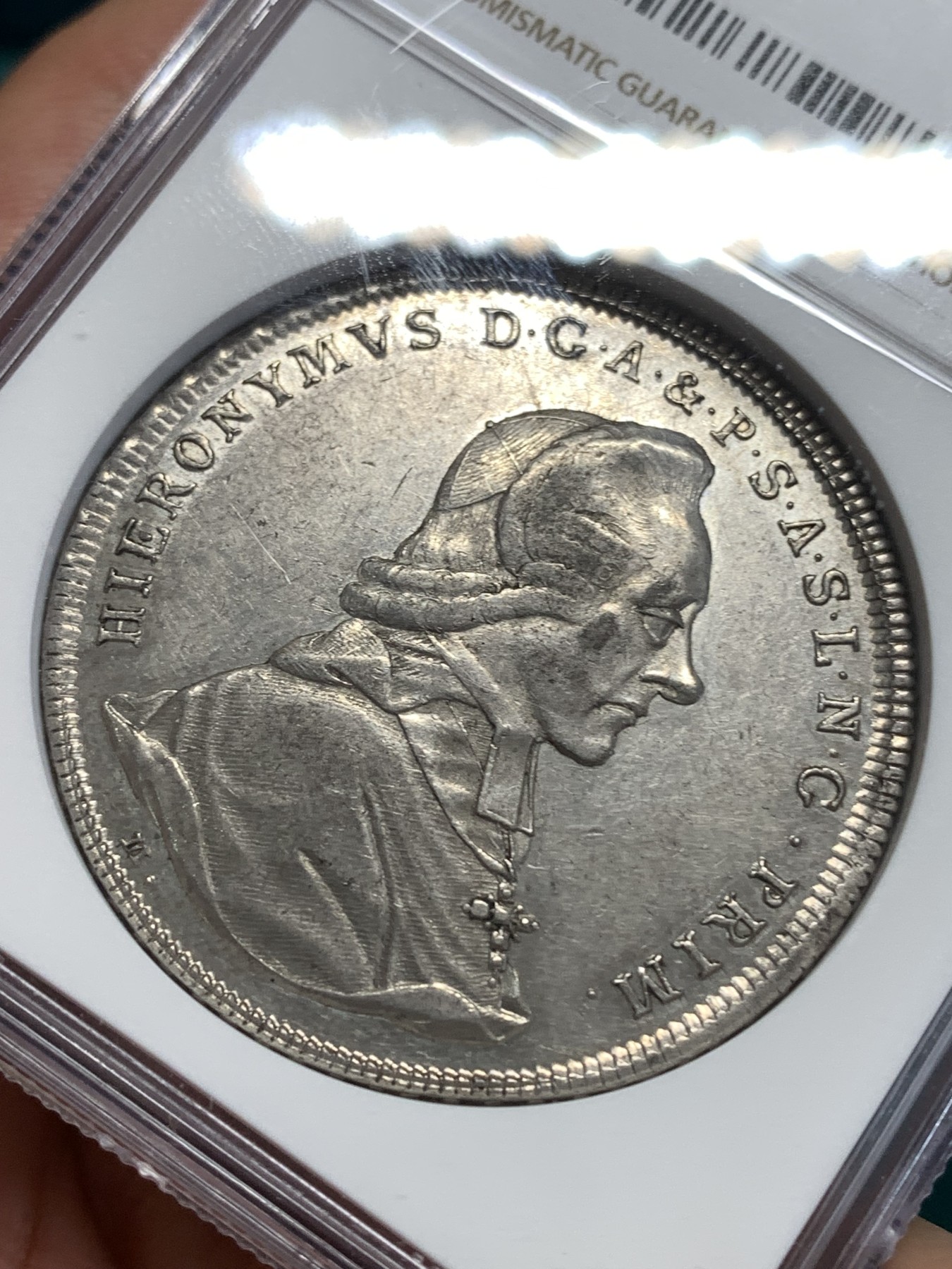 《竞宝斋》第189场-周日，周一 2场 (全场包邮) NGC AU55 奥地利1785萨尔茨堡教区 窗帘泰勒大银币