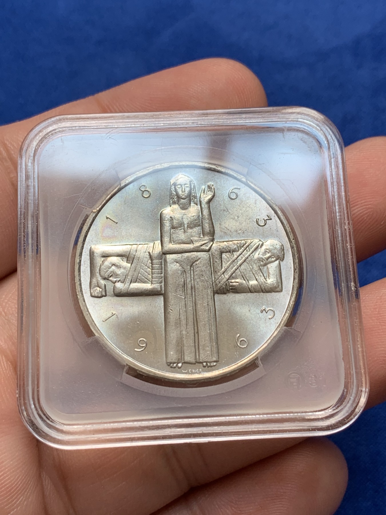 《竞宝斋》第189场-周日，周一 2场 (全场包邮) 瑞士1963年5法郎国际红十字会成立百年银币