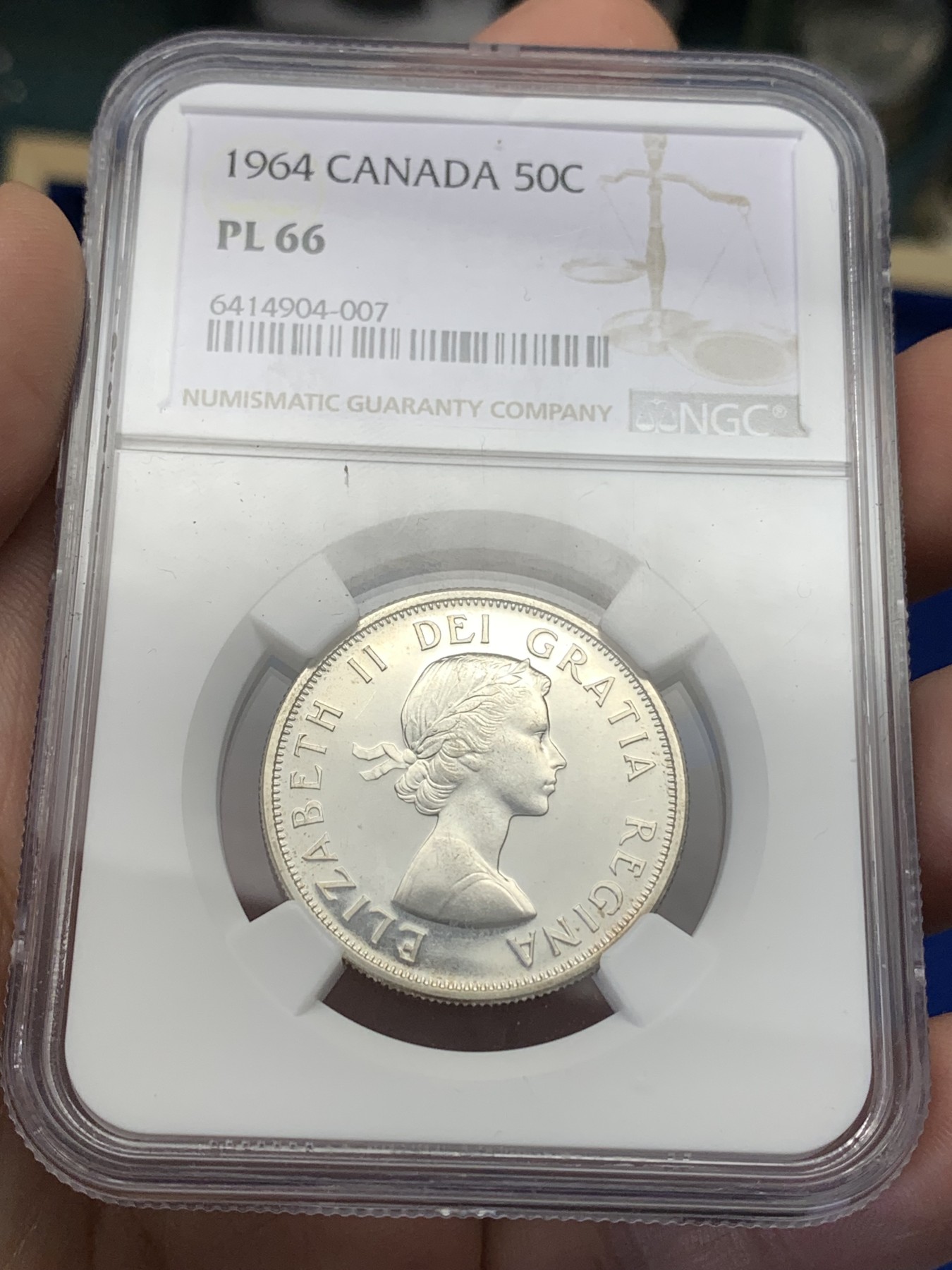 《竞宝斋》第189场-周日，周一 2场 (全场包邮) NGC PL66 加拿大1964年50分银币