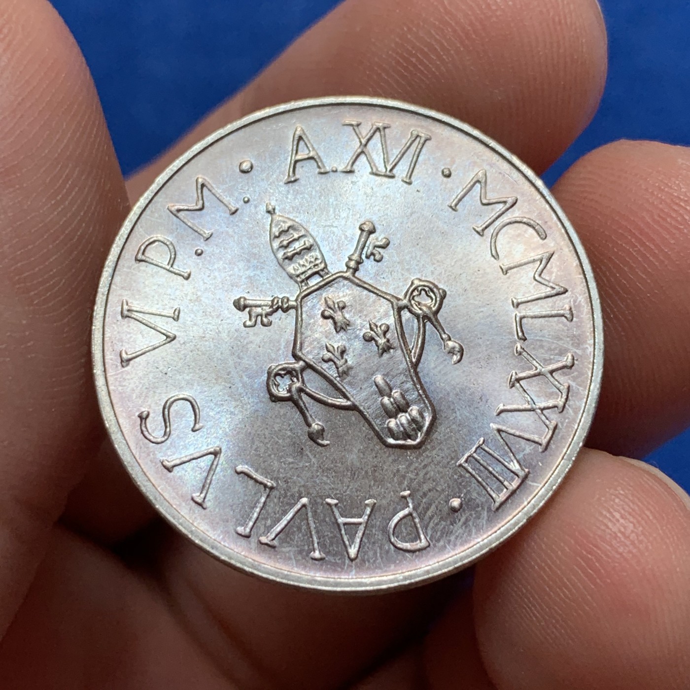 《竞宝斋》第189场-周日，周一 2场 (全场包邮) 梵蒂冈1978年500里拉银币  耶稣在水上行走。