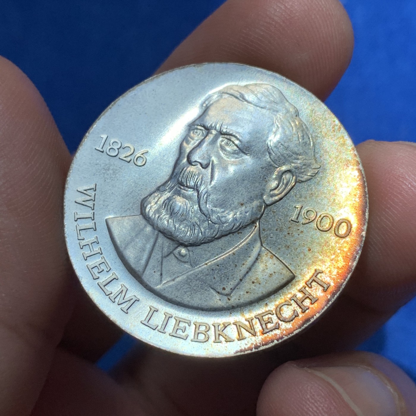 《竞宝斋》第189场-周日，周一 2场 (全场包邮) 德国 东德 1976 民主共和国 20马克银币 状态极好 少见品种