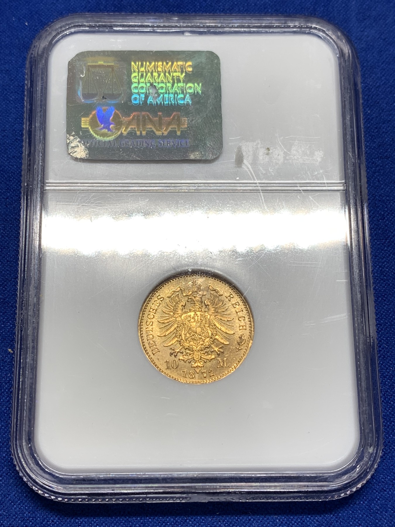 《竞宝斋》第189场-周日，周一 2场 (全场包邮) NGC-MS67 1872A德国普鲁士10马克金币，超高分 3.98克900金