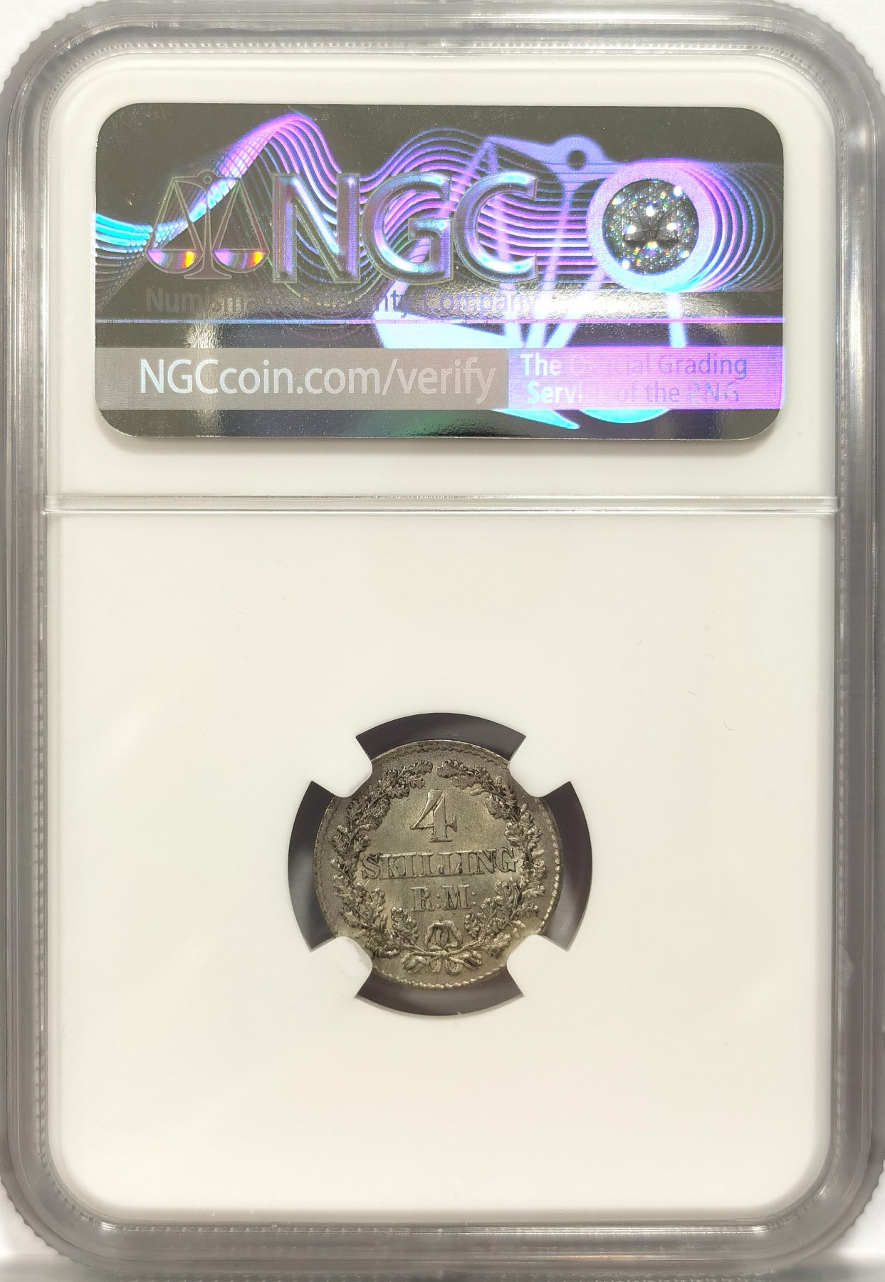 博洋堂“纯白金之夜”精品专场暨第039期（全场包邮） NGC MS65 丹麦1873年CS版4SRM银币