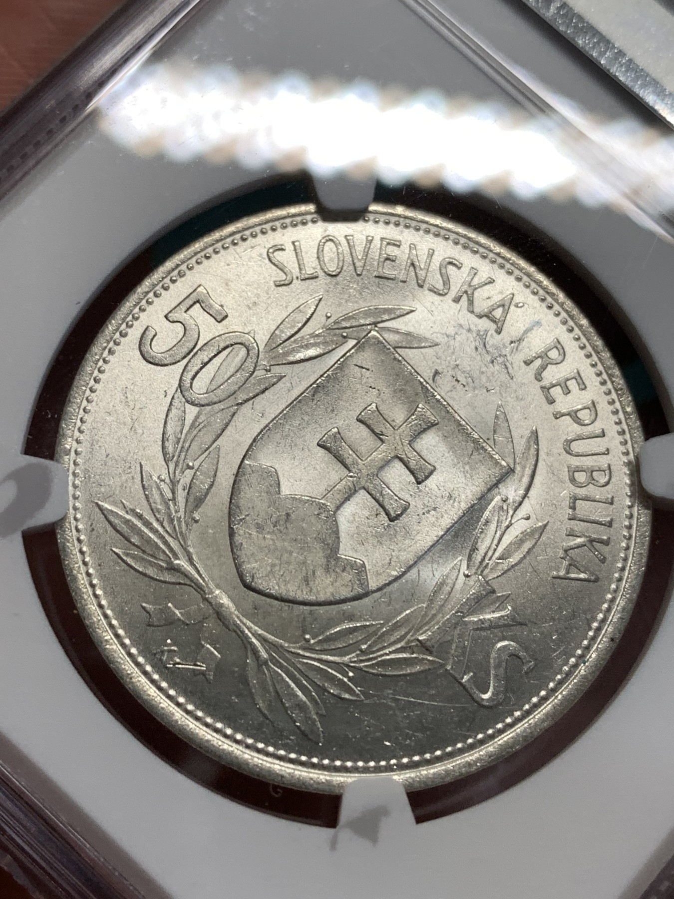 《竞宝斋》第189场-周日，周一 2场 (全场包邮) NGC MS62 斯洛伐克1944年傀儡总统50克朗银币