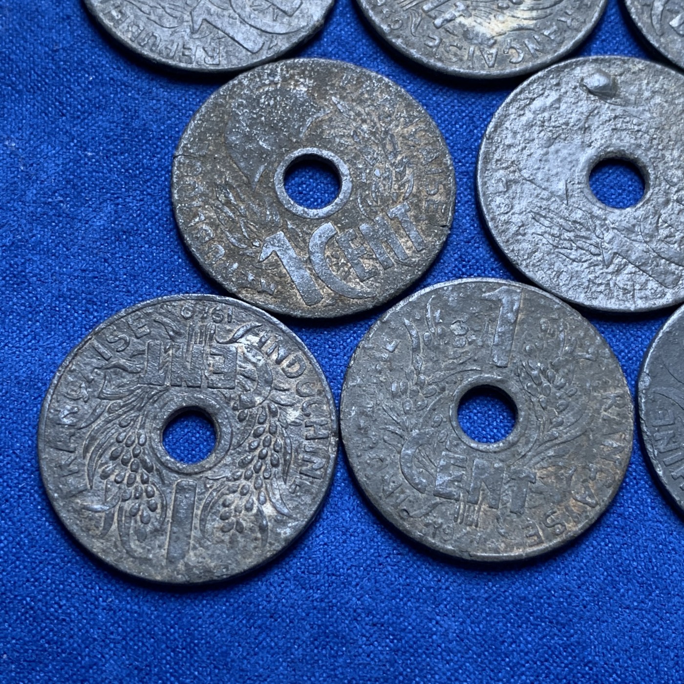 《竞宝斋》第189场-周日，周一 2场 (全场包邮) 8枚一组 法属印支1分锌币