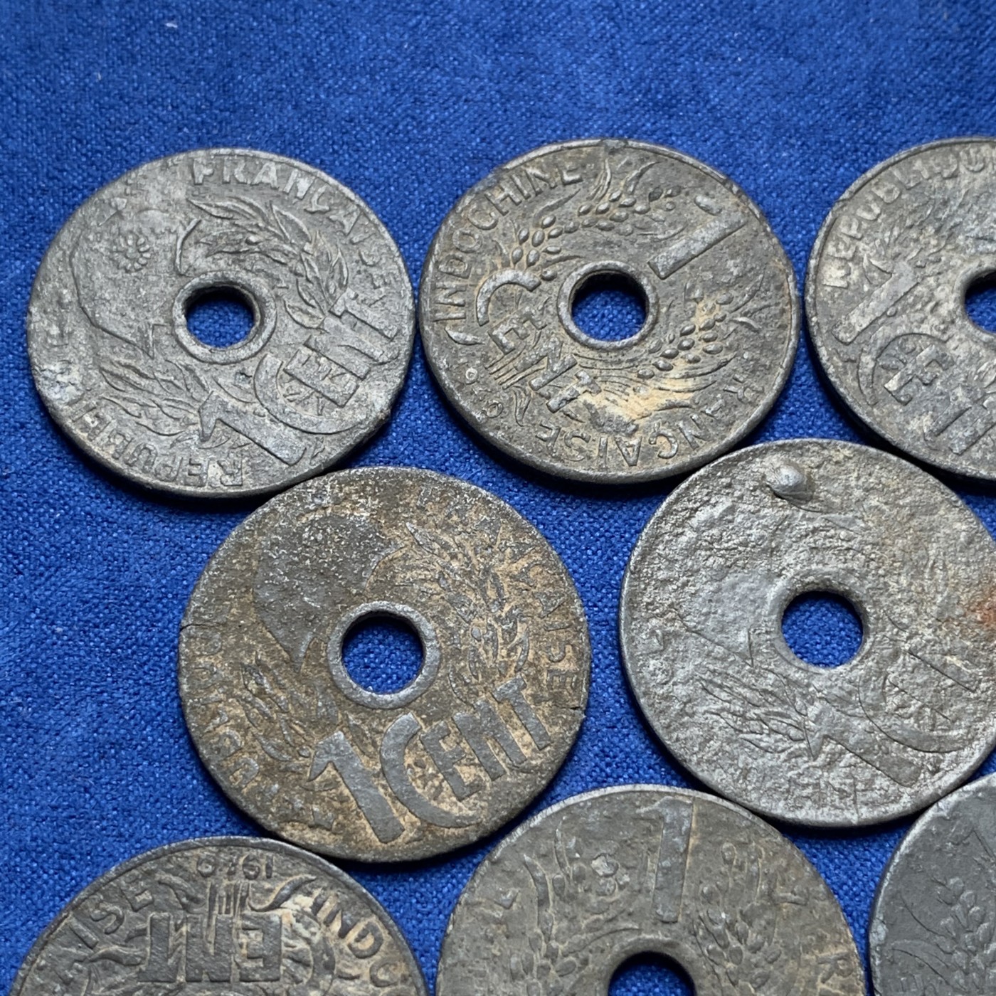 《竞宝斋》第189场-周日，周一 2场 (全场包邮) 8枚一组 法属印支1分锌币