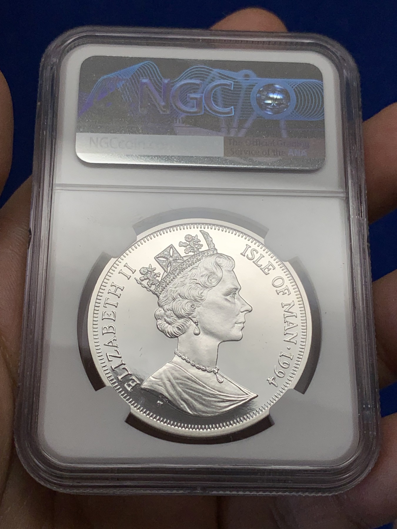 《竞宝斋》第189场-周日，周一 2场 (全场包邮) NGC PF68UC 马恩岛 1994 无尾猫 1克朗银币 999银 1盎司 31.1克