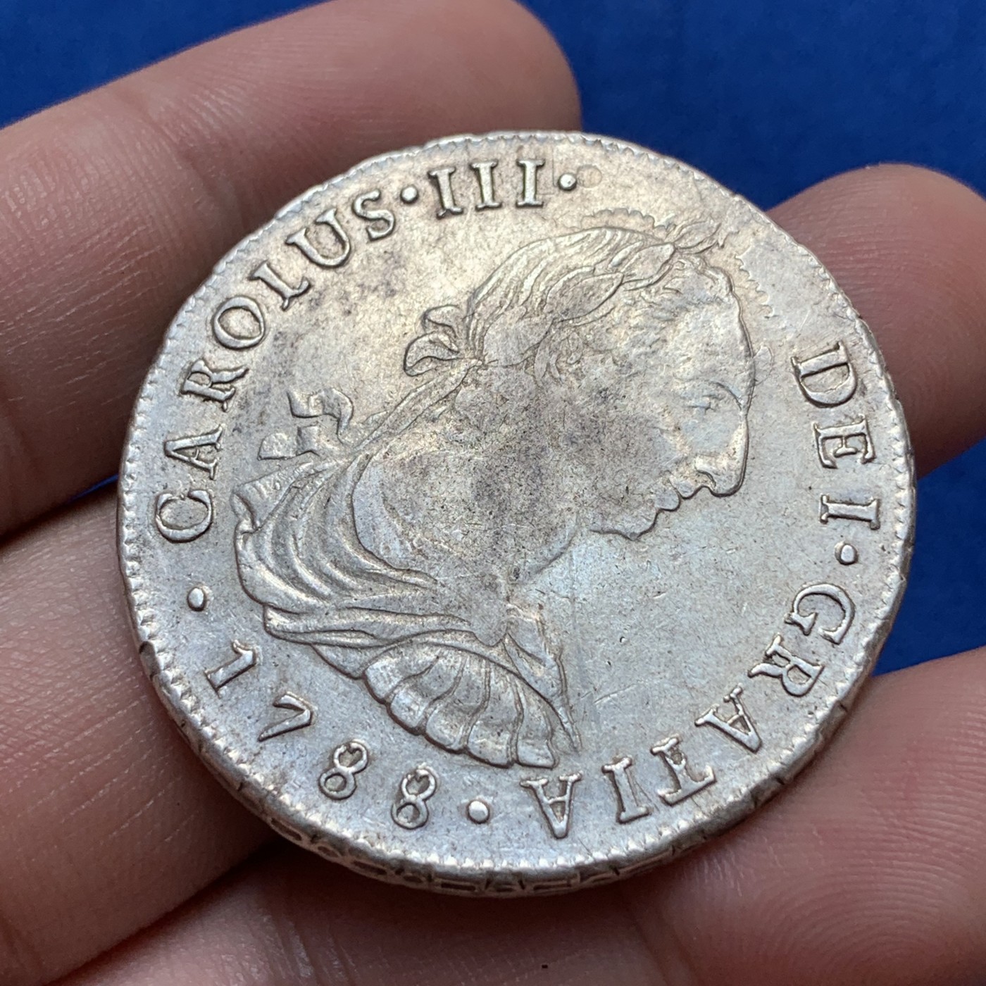 《竞宝斋》第189场-周日，周一 2场 (全场包邮) 1788年秘鲁卡三双柱8R大银币 有复打 带光极美品