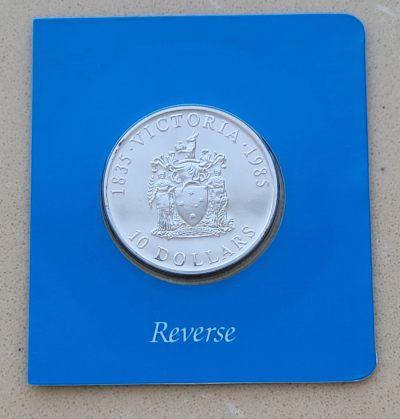 第16次拍卖--英联邦领土硬币、精制银币、纪念币，纸钞 - Australian Mint, 1985 - 10 Dollars Silver (150th Anniversary-State of Victoria) 