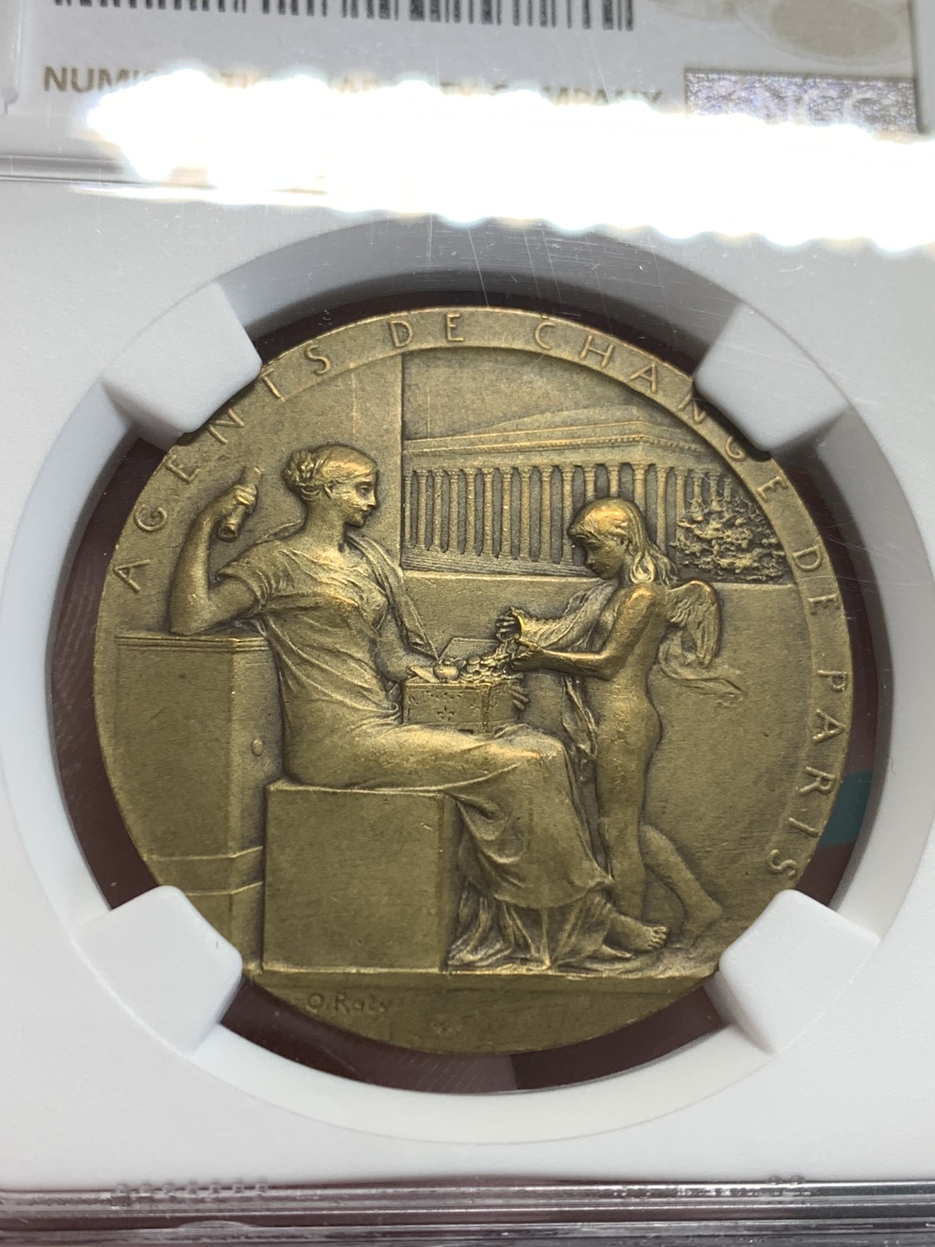 《竞宝斋》第189场-周日，周一 2场 (全场包邮) NGC-MS64 法国 1898年 巴黎股票经纪人铜章代币 O.Roty作品，直径：36.8mm 收藏级