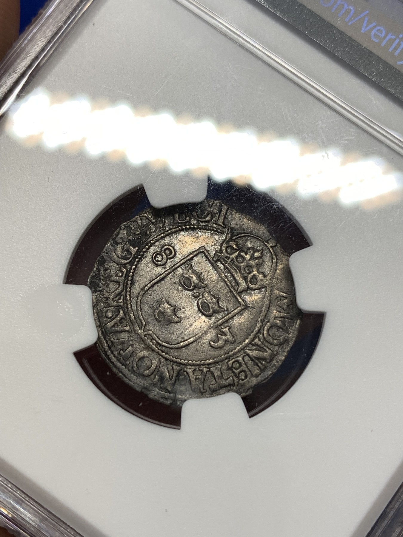 《竞宝斋》第189场-周日，周一 2场 (全场包邮) NGC XFD 瑞典1583年 国王约翰三世 1/2欧 银币 打制清晰 包浆也好 分给的太低了