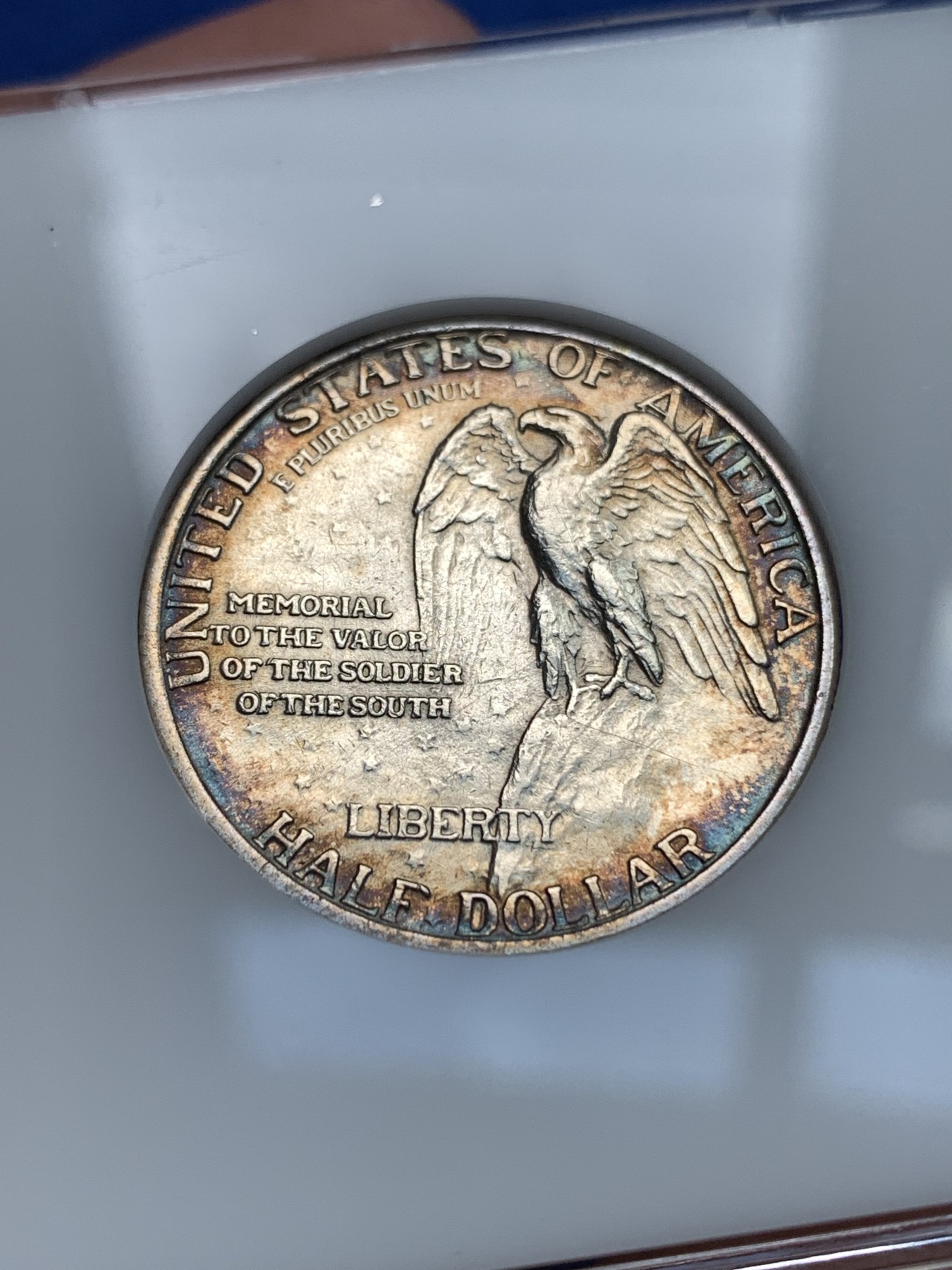 《竞宝斋》第189场-周日，周一 2场 (全场包邮) 美国1925年石山半美元纪念银币 背面带包浆 带亚克力盒