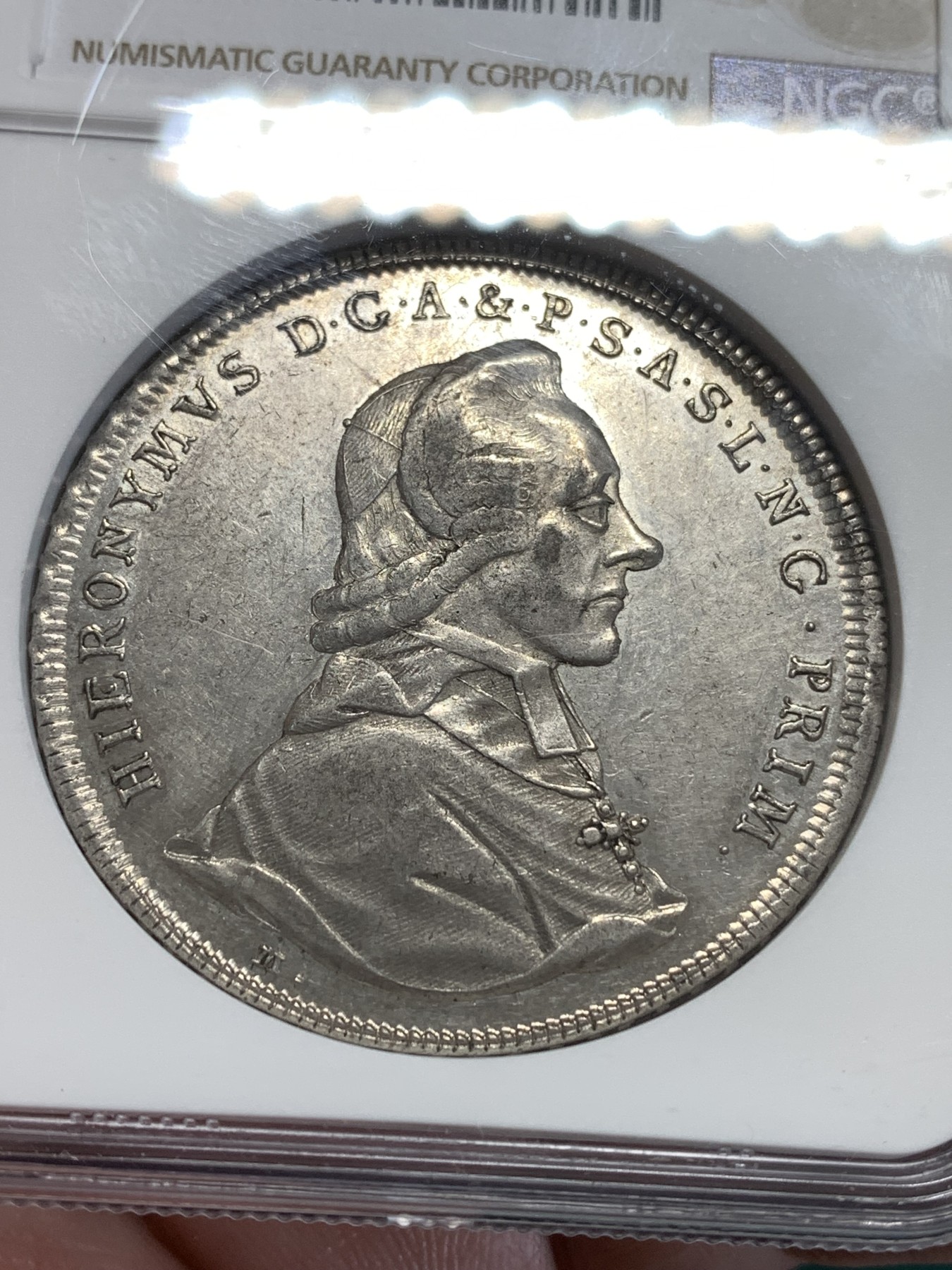 《竞宝斋》第189场-周日，周一 2场 (全场包邮) NGC AU55 奥地利1785萨尔茨堡教区 窗帘泰勒大银币