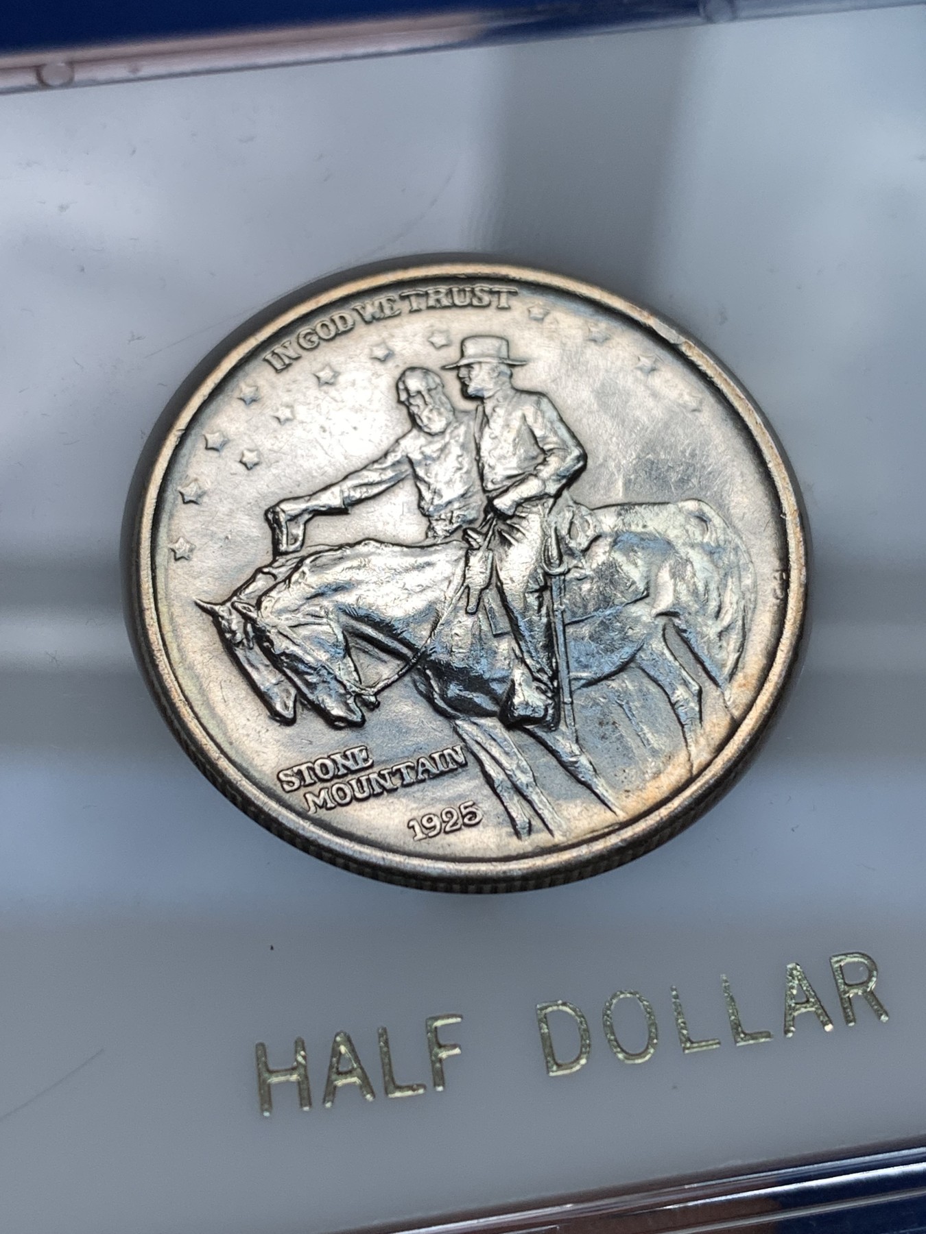 《竞宝斋》第189场-周日，周一 2场 (全场包邮) 美国1925年石山半美元纪念银币 背面带包浆 带亚克力盒