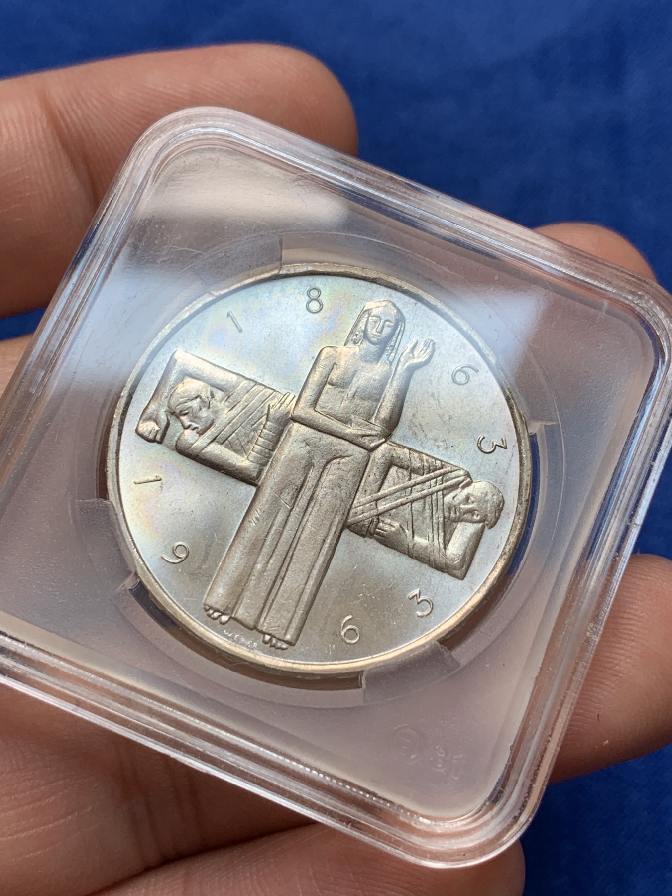 《竞宝斋》第189场-周日，周一 2场 (全场包邮) 瑞士1963年5法郎国际红十字会成立百年银币