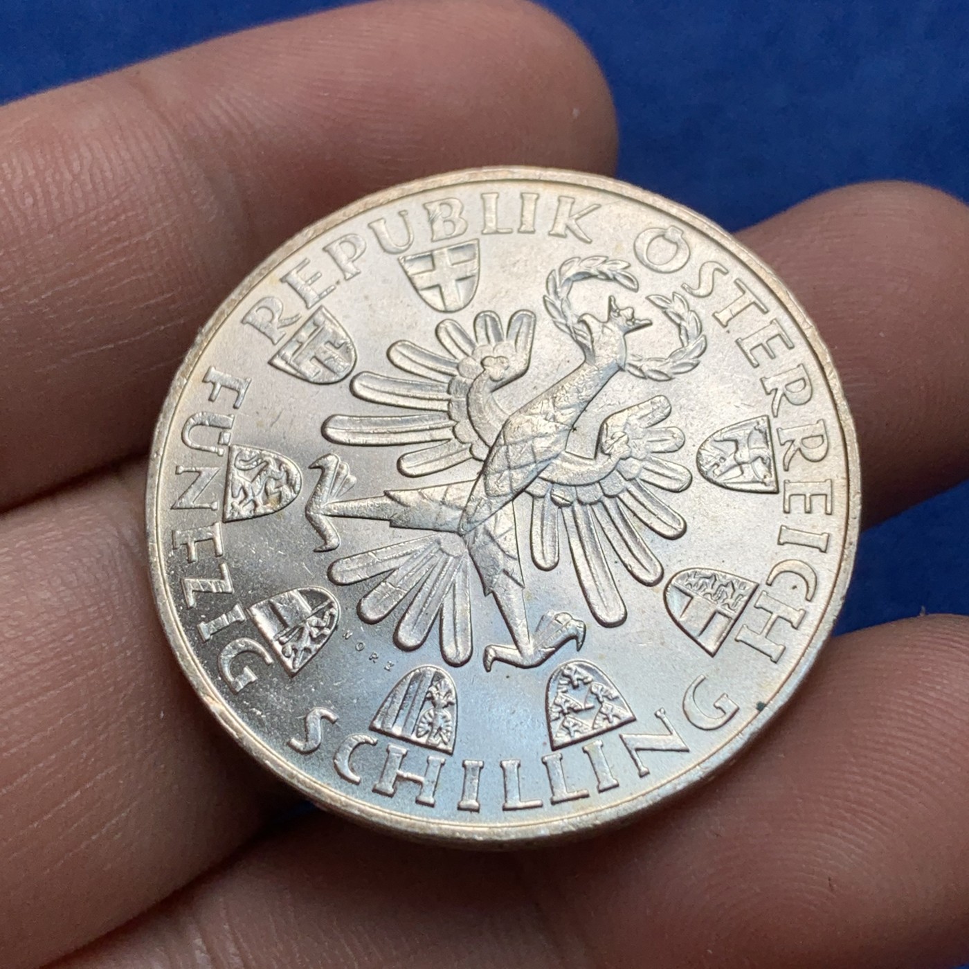 《竞宝斋》第189场-周日，周一 2场 (全场包邮) 奥地利 1959年50先令第罗尔解放150周年银币 20克 0.9银 UNC