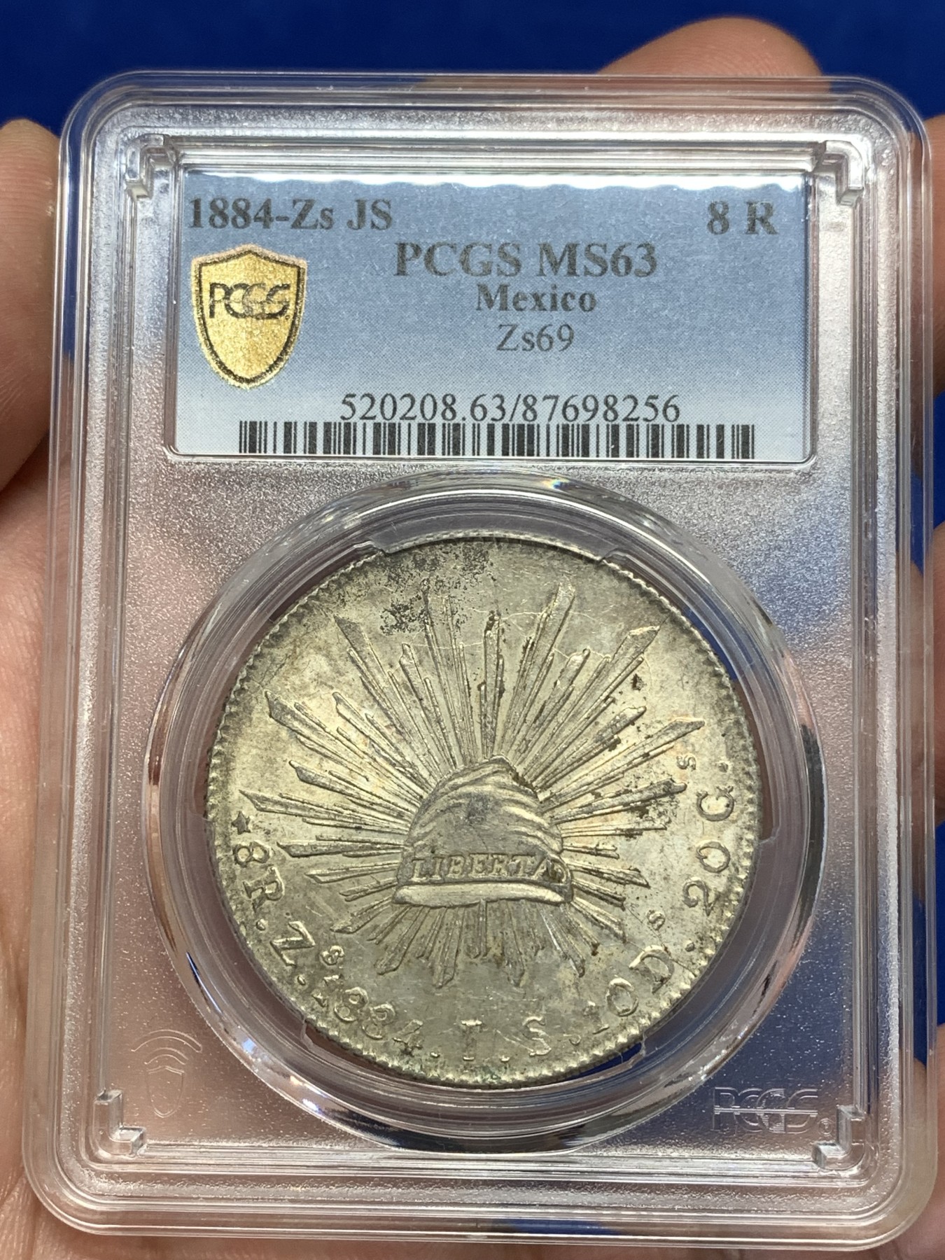 《竞宝斋》第189场-周日，周一 2场 (全场包邮) PCGS MS63 墨西哥1884年鹰洋8R银币