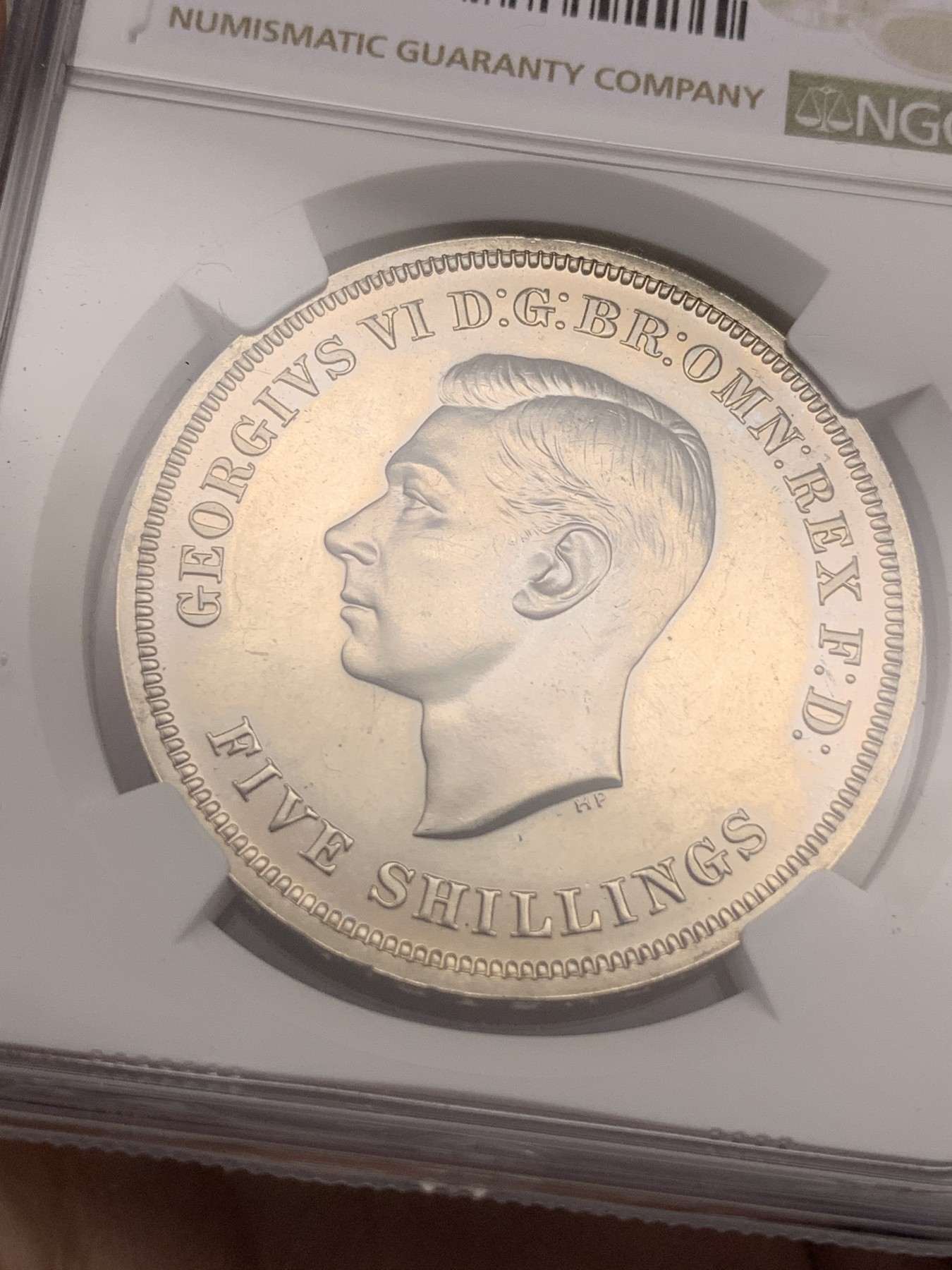 《竞宝斋》第189场-周日，周一 2场 (全场包邮) NGC-PL64 英国 1951年 1克朗 乔治六世 最后的马剑 PL底板 品相好 非常靓