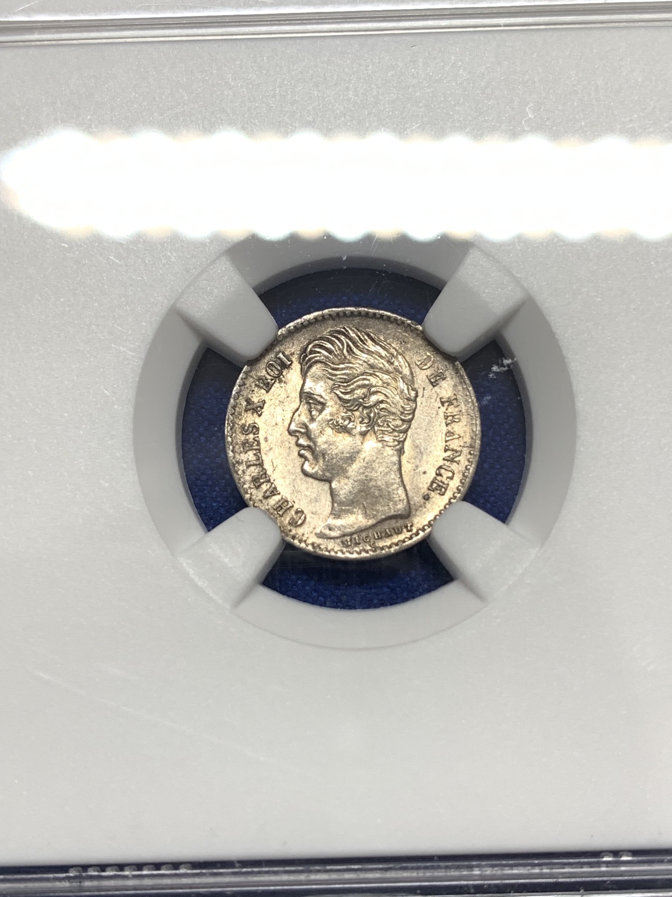 《竞宝斋》第189场-周日，周一 2场 (全场包邮) NGC MS61 法国1830年A巴黎厂查理十世1/4法郎银币 在位十年 极少好品辅币