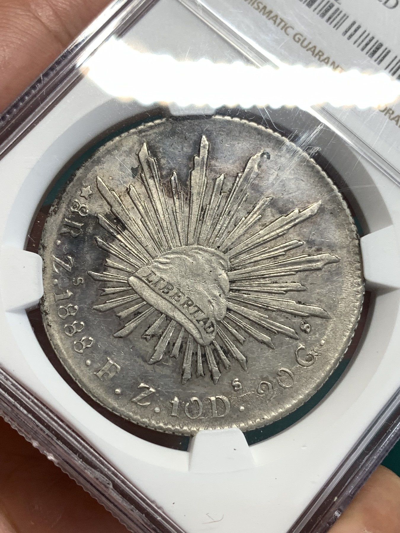 《竞宝斋》第189场-周日，周一 2场 (全场包邮) NGC AU 墨西哥1888年鹰洋 国内很火的吉祥年份 带中文“源”字戳 送礼佳品