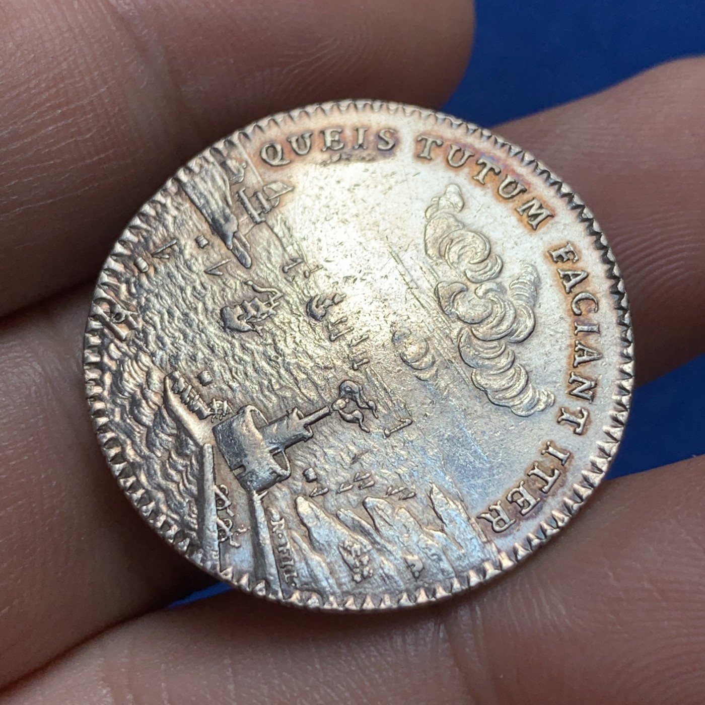 《竞宝斋》第189场-周日，周一 2场 (全场包邮) 法国1761年景观银质代币 29.3mm 8.6g