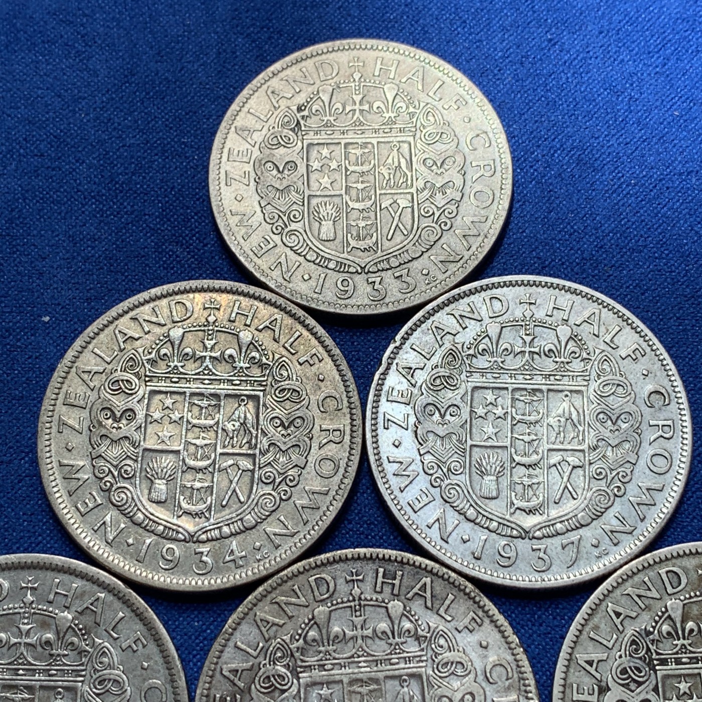 《竞宝斋》第189场-周日，周一 2场 (全场包邮) 6枚一组 新西兰半克朗银币