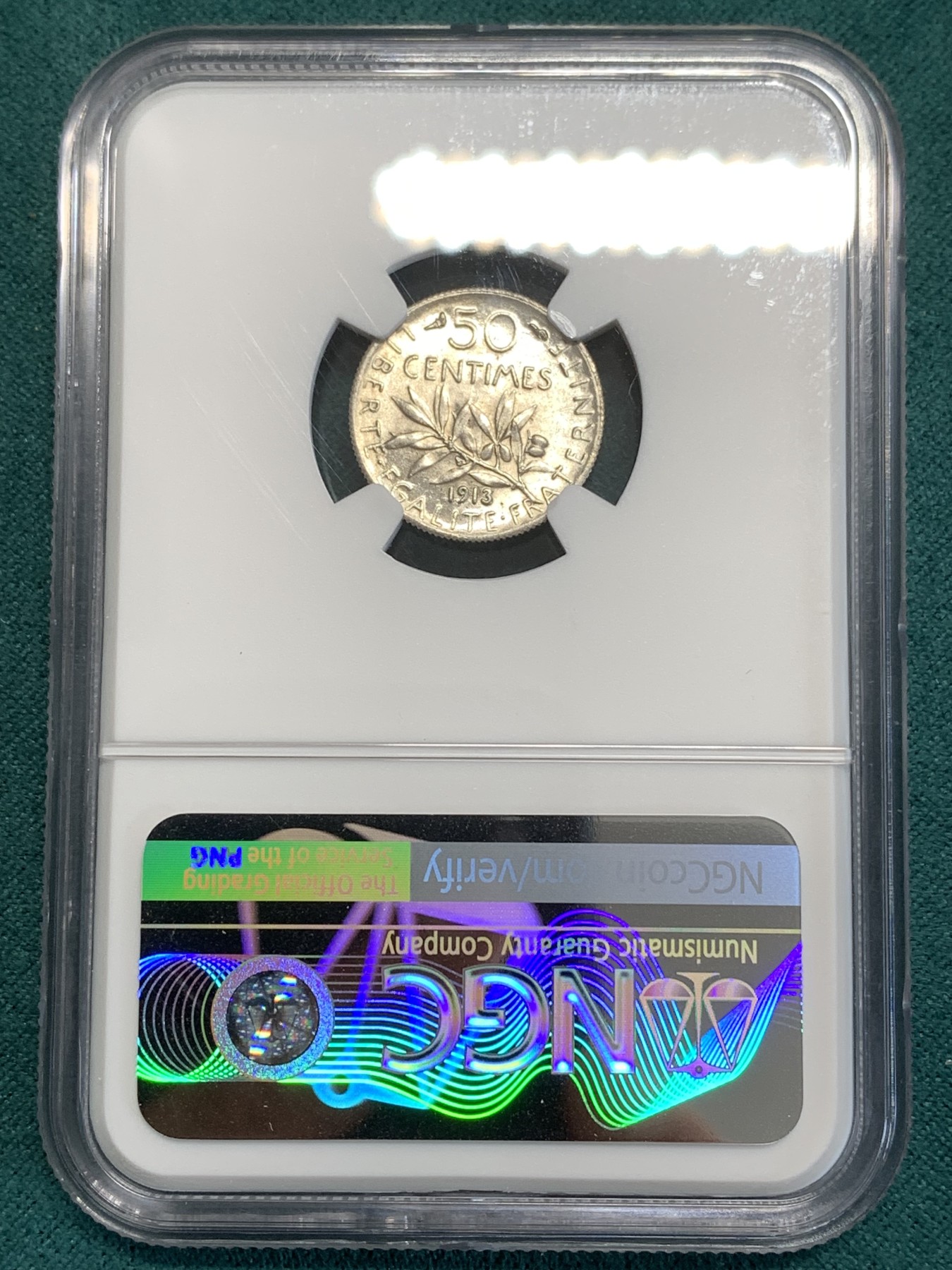 《竞宝斋》第189场-周日，周一 2场 (全场包邮) NGC MS62 法国1913年播种女神50分银币