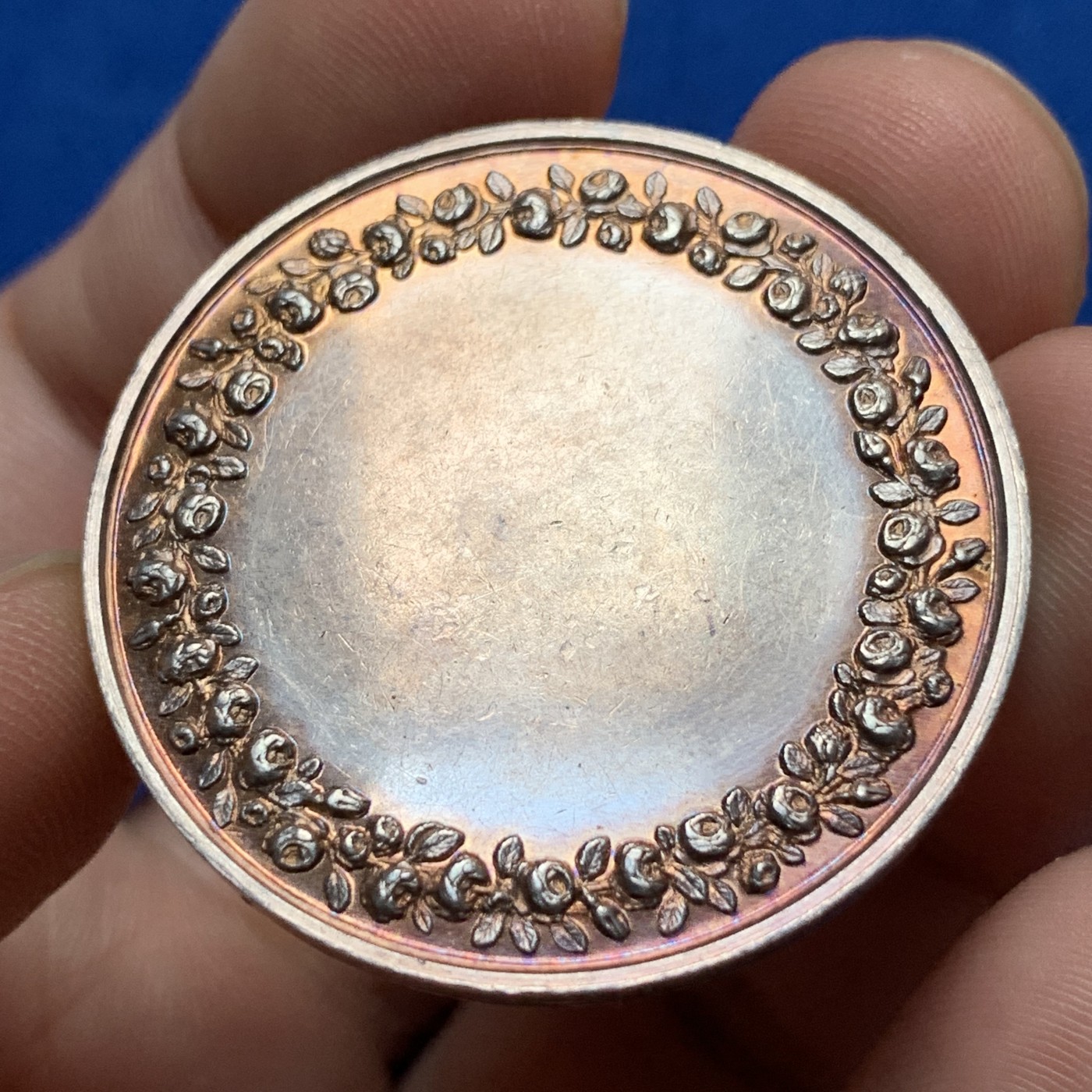 《竞宝斋》第189场-周日，周一 2场 (全场包邮) 法国 早期银质婚章  36.5mm 22.2g 手指边铭1845-1860 银标