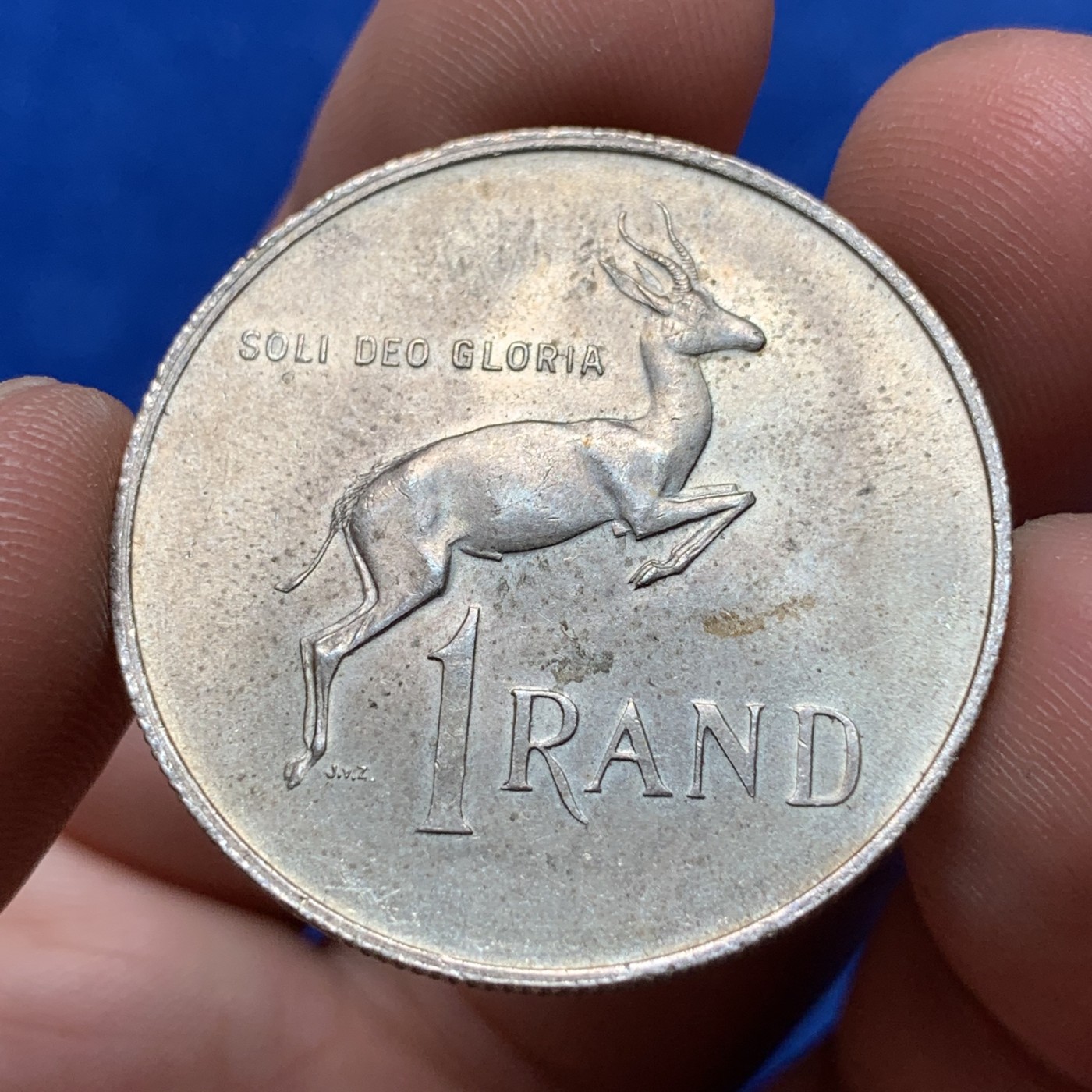 《竞宝斋》第189场-周日，周一 2场 (全场包邮) 1967年南非1兰特银币 原味老包浆