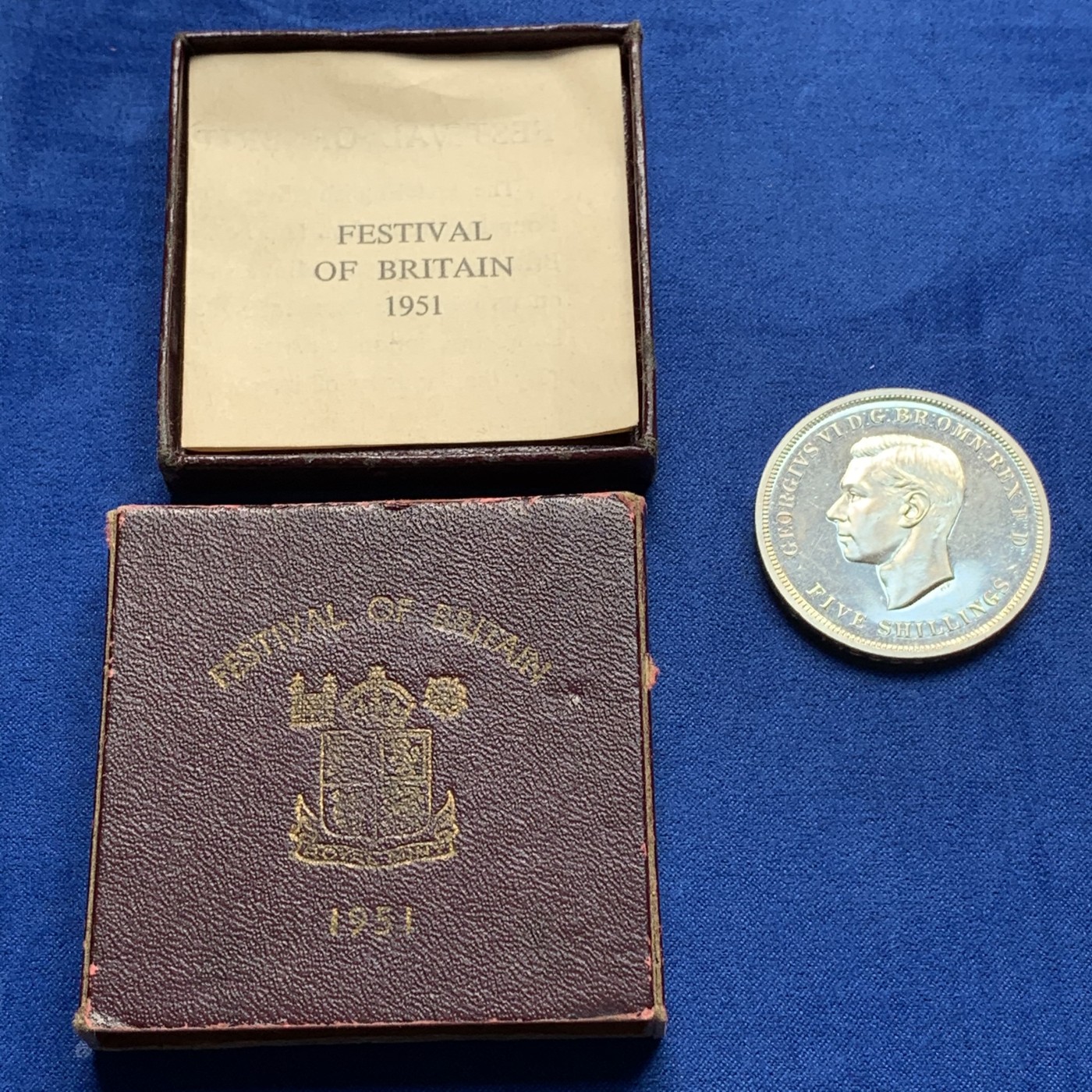 《竞宝斋》第189场-周日，周一 2场 (全场包邮) 英国1951年乔治六世 最后的马剑克朗型纪念币 盒证全