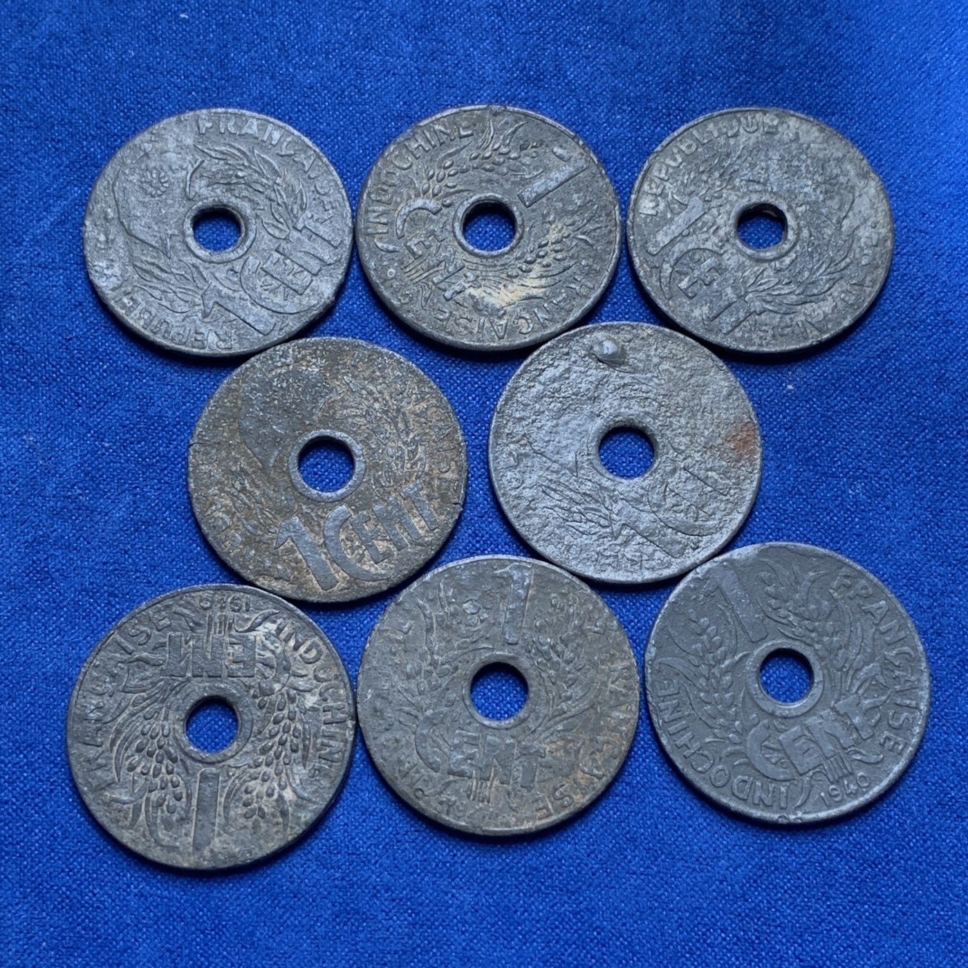 《竞宝斋》第189场-周日，周一 2场 (全场包邮) 8枚一组 法属印支1分锌币