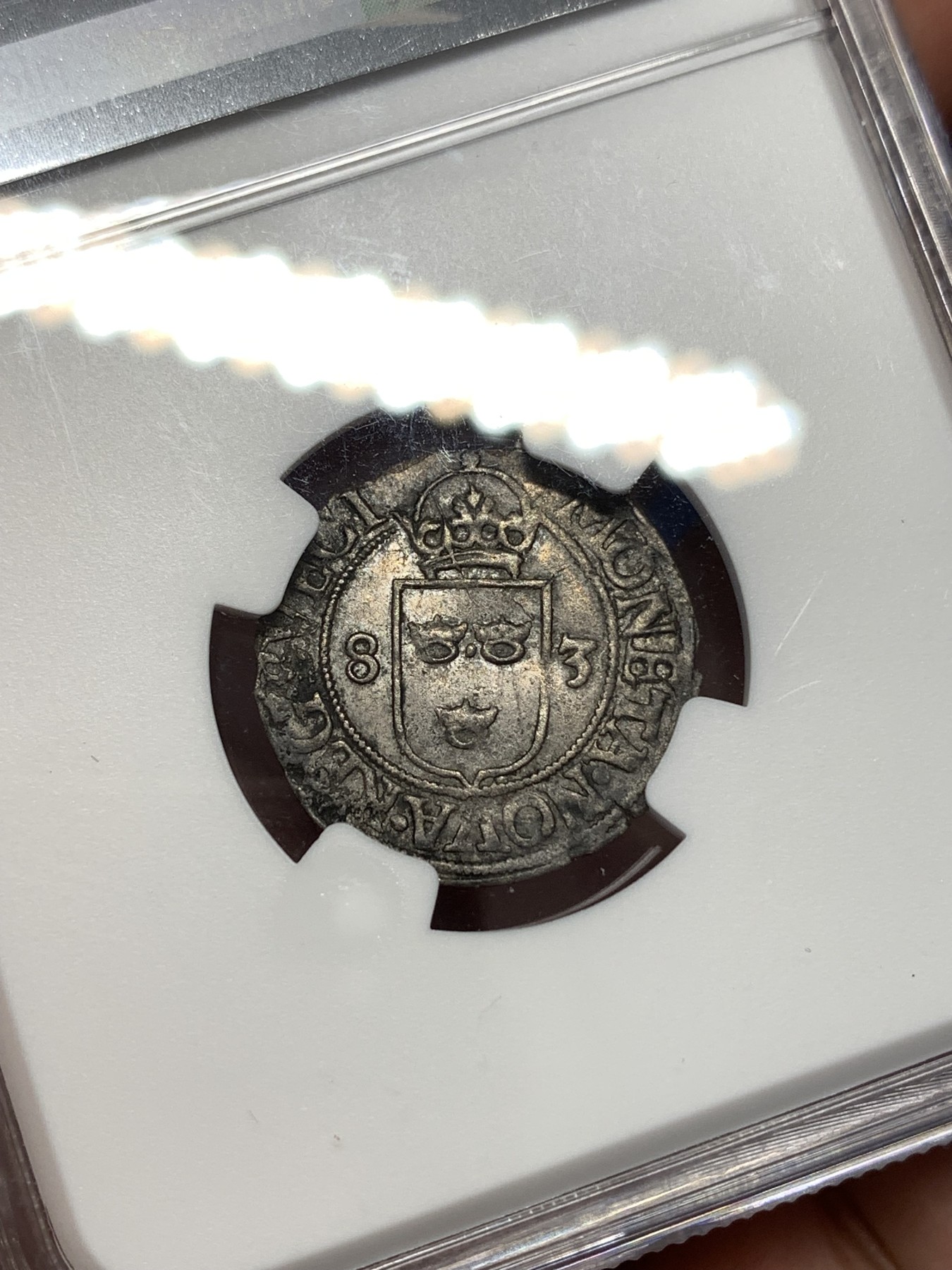 《竞宝斋》第189场-周日，周一 2场 (全场包邮) NGC XFD 瑞典1583年 国王约翰三世 1/2欧 银币 打制清晰 包浆也好 分给的太低了