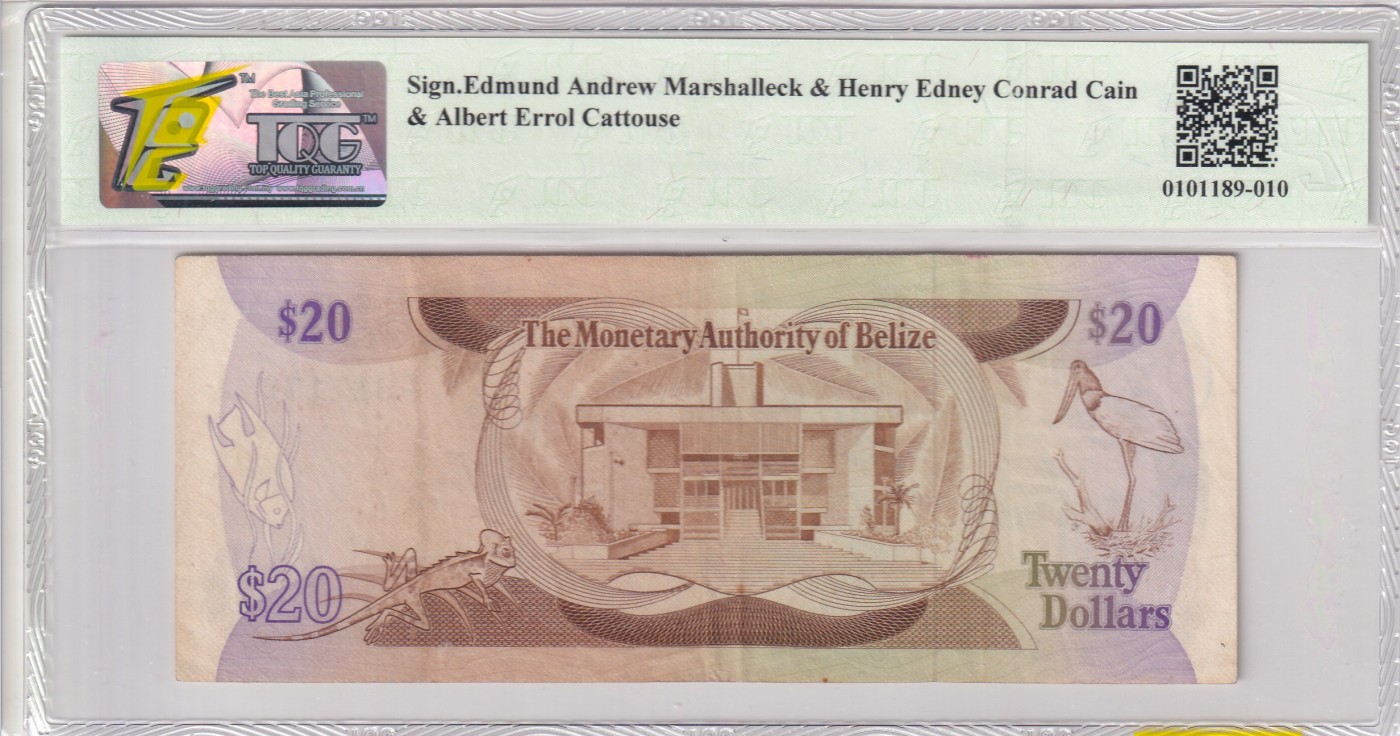 乐淘淘纸币精选 第15期 周五周六连拍第二场 【T/1 817172】伯利兹1980年纸币 20元 女王钞 TQG45