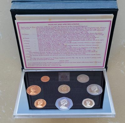 第16次拍卖--英联邦领土硬币、精制银币、纪念币，纸钞 - United Kingdom, 1984 Proof collection Set 8 coins, 